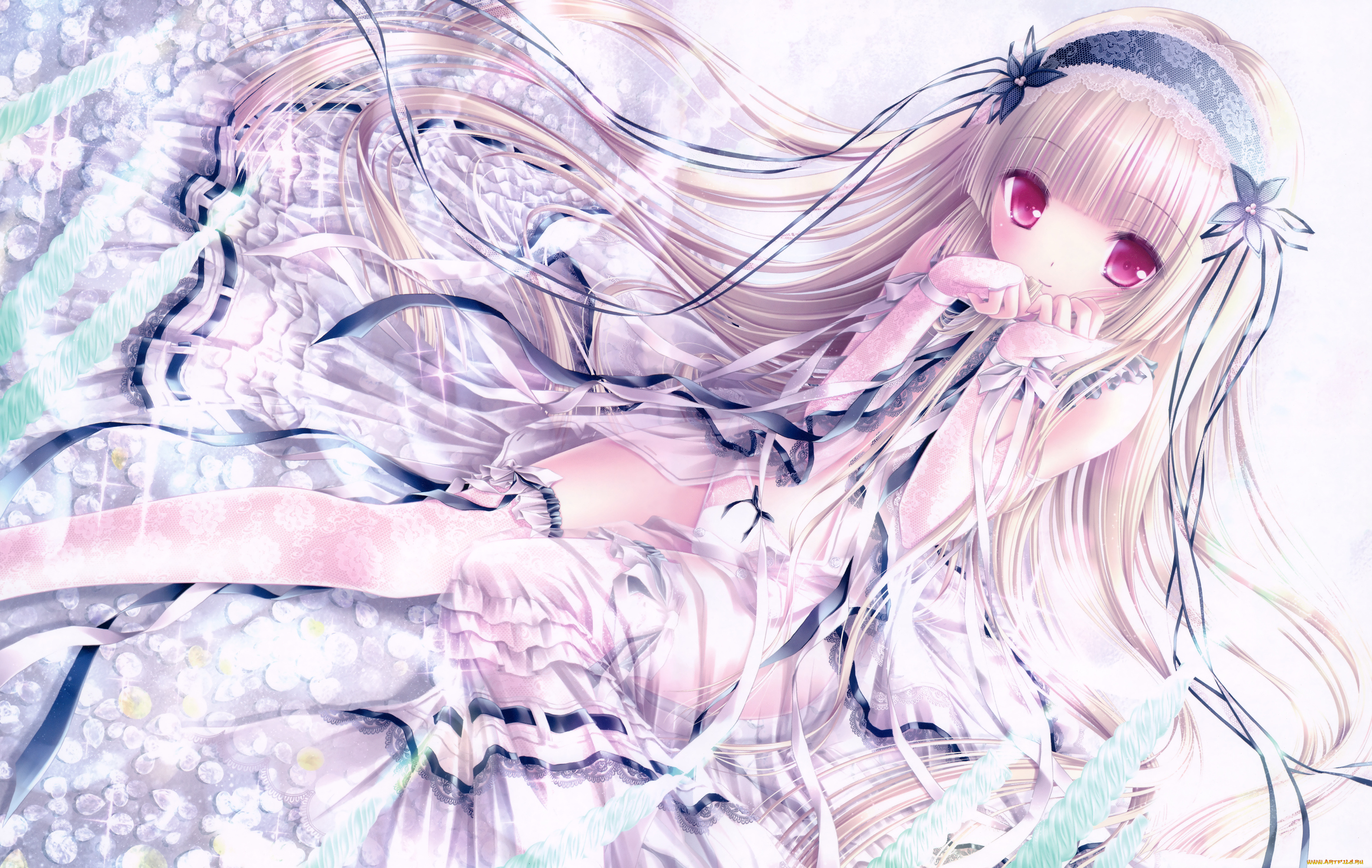 аниме, tinkle, , artbook, платье, девушка, волосы, tinkle, арт