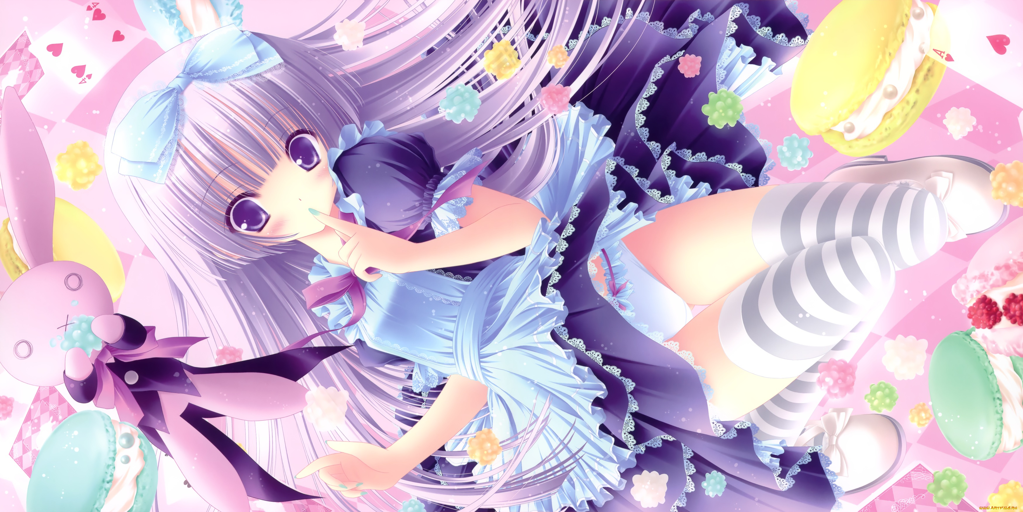 аниме, tinkle, , artbook, цветы, бант, платье, девушка, арт, tinkle