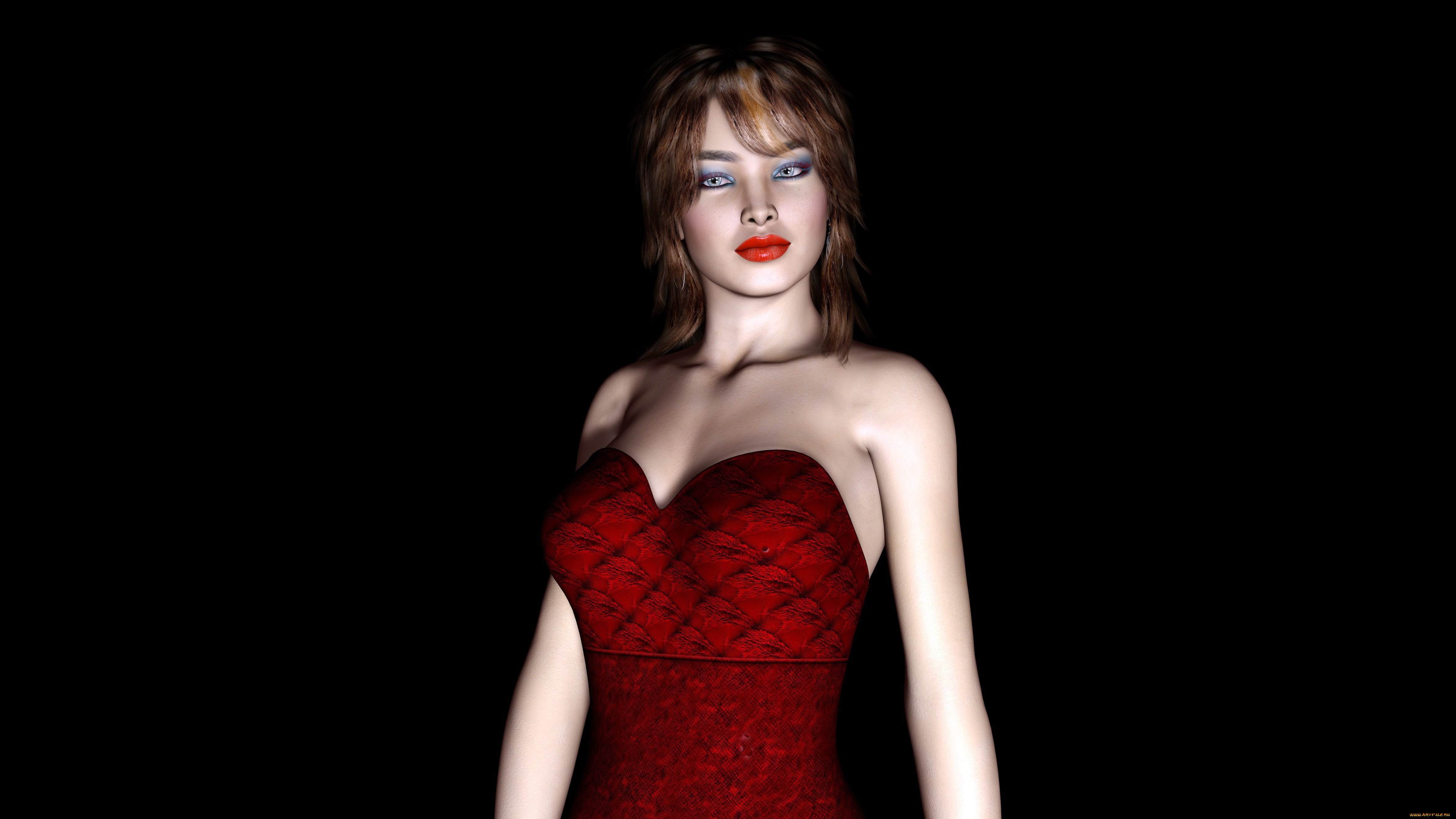 3д, графика, люди, , people, платье, фон, взгляд, девушка