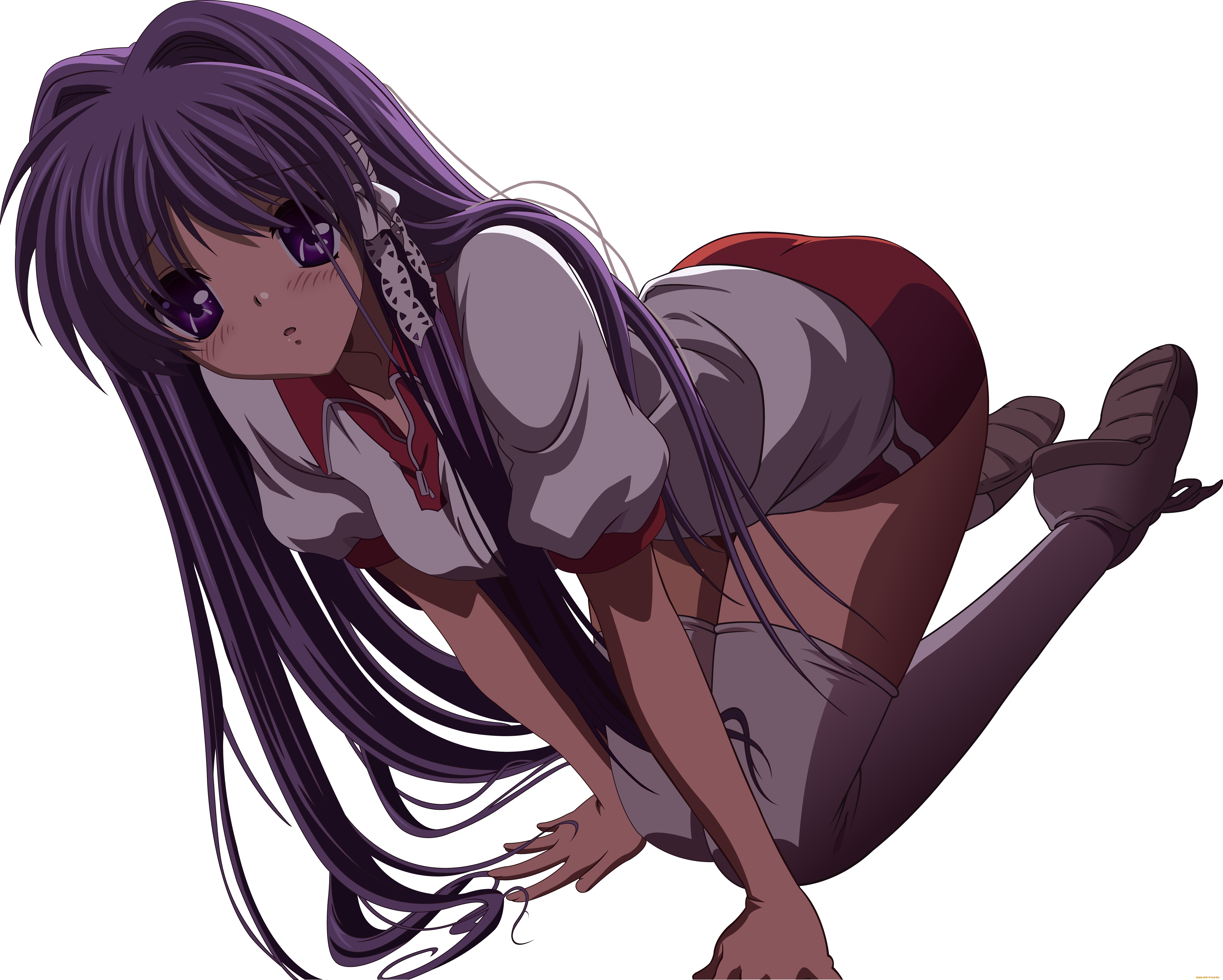 аниме, clannad, волосы, фон, взгляд, девушка