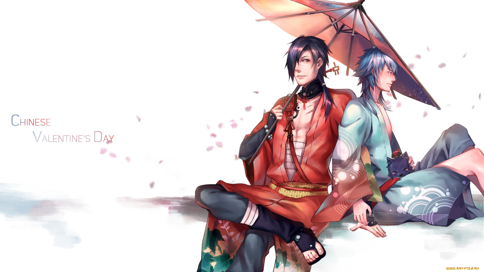 аниме, dramatical, murder, зонт, парни