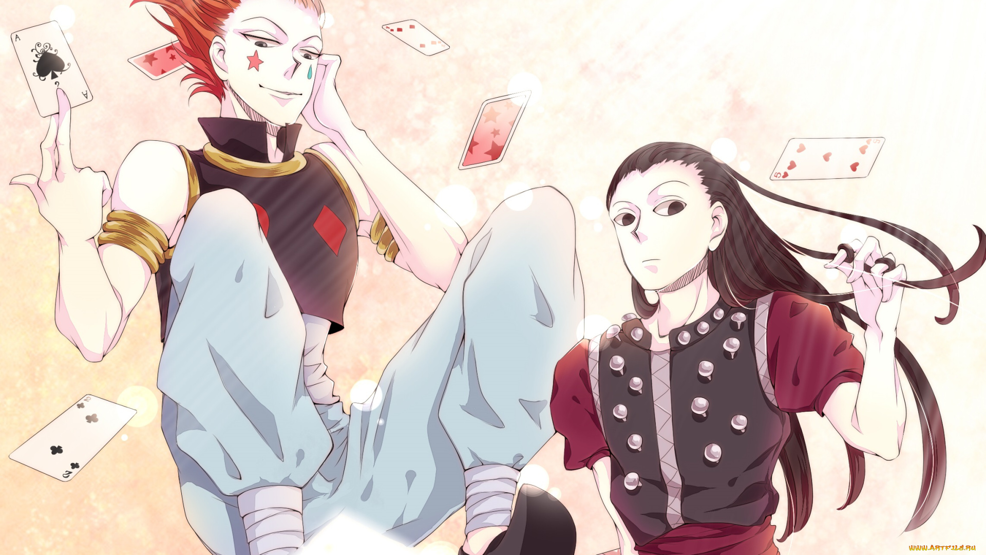 аниме, hunter, x, hunter, хисока, иллуми, карты, парни