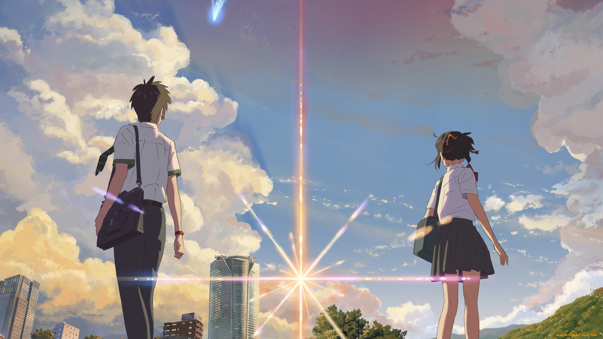 аниме, kimi, no, na, wa, shinkai, makoto, kimi, no, na, wa, miyamizu, mitsuha, tachibana, taki