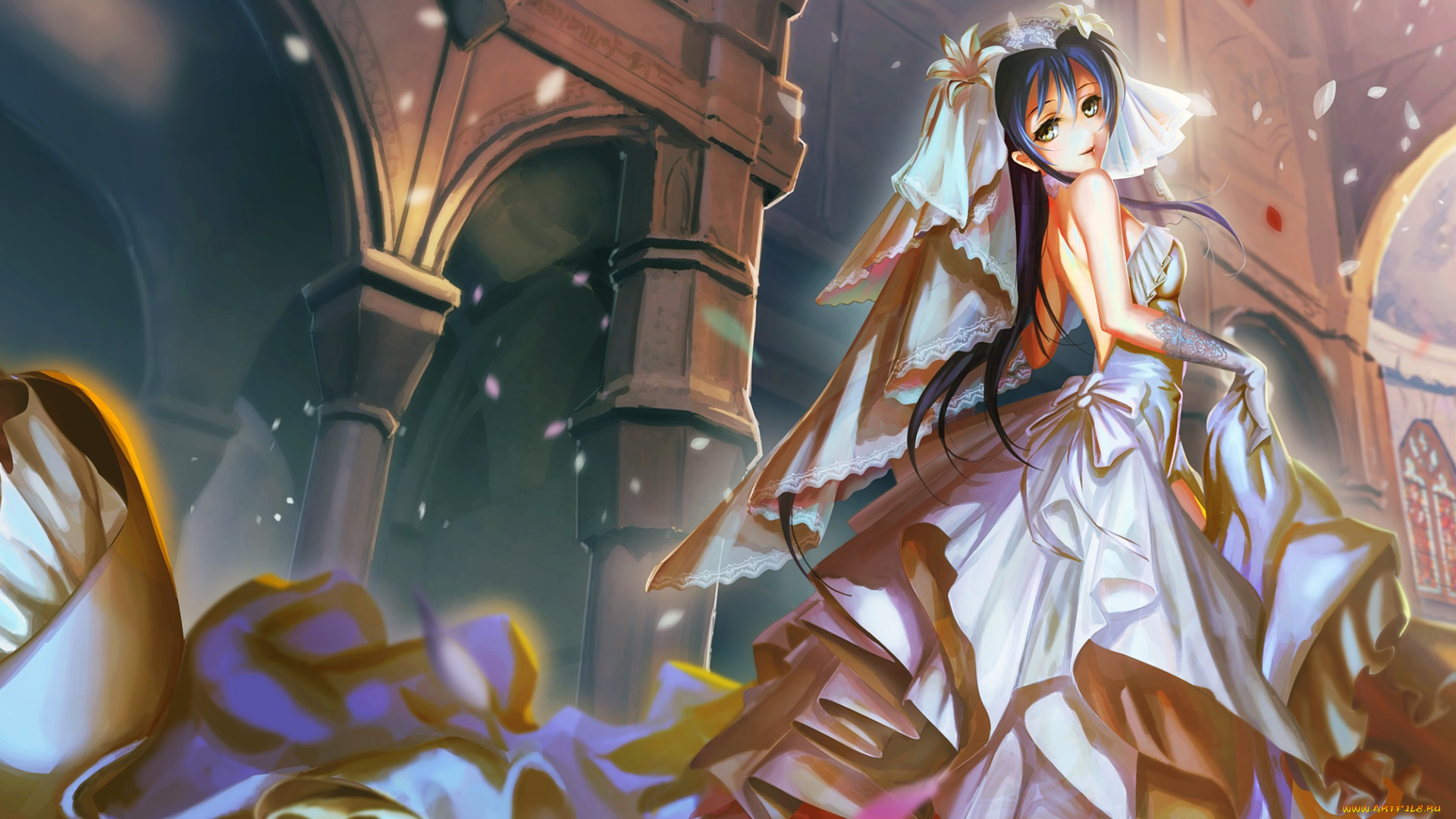 аниме, love, live, , school, idol, project, девушка, фон, взгляд