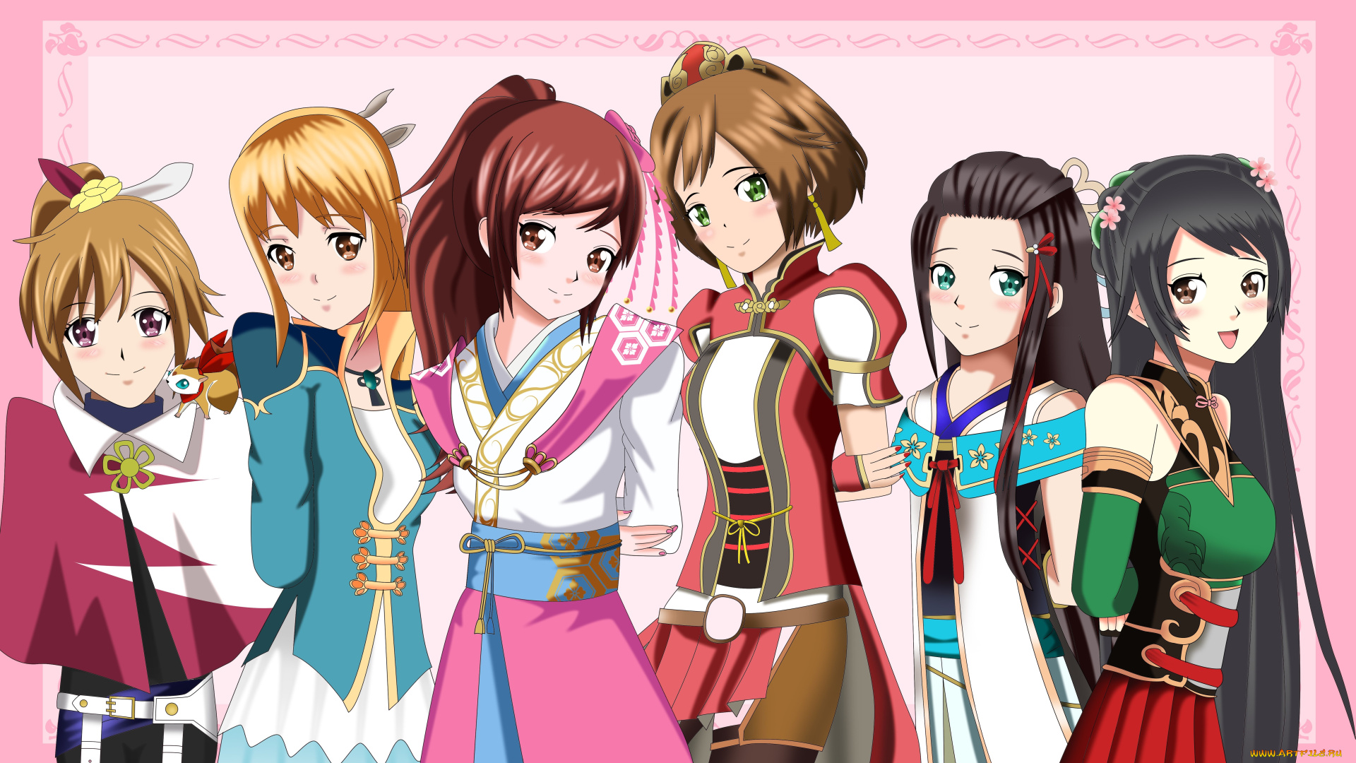 аниме, unknown, , другое, девушки, взгляд, фон