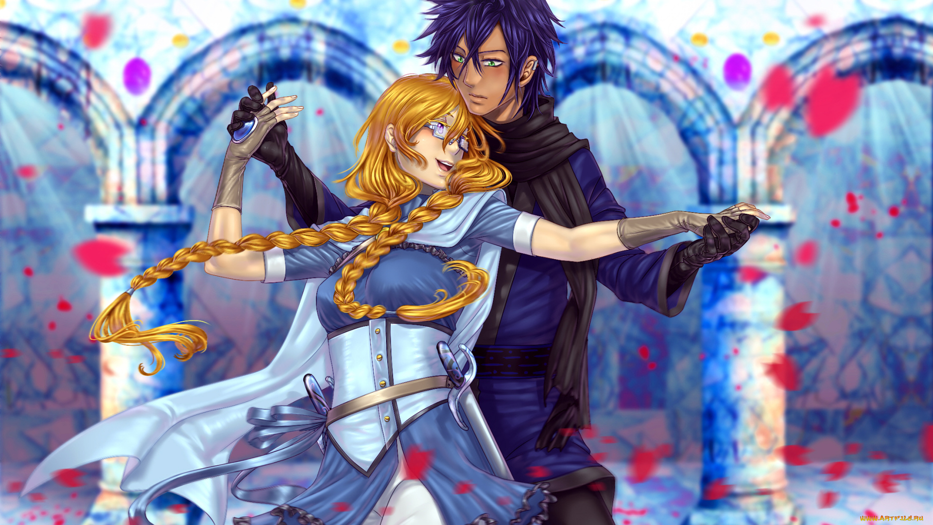 аниме, unknown, , другое, парень, девушка, пара, арт, танец