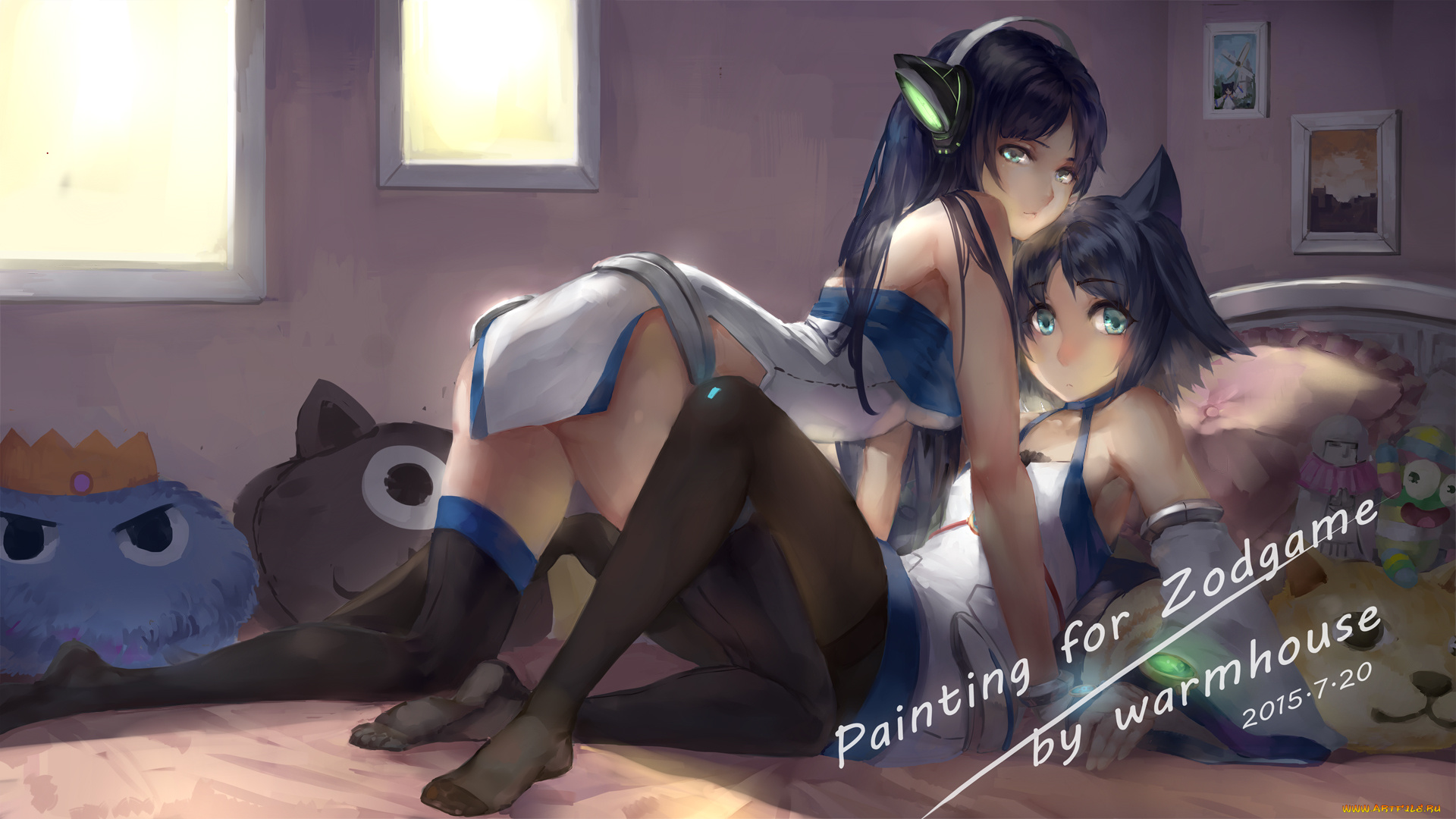 аниме, животные, , существа, арт, warmhouse, девушки