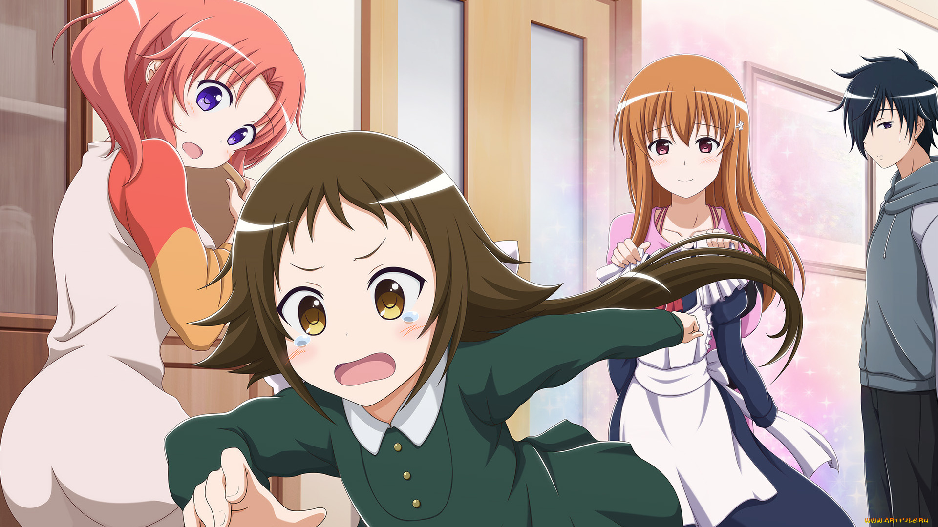 engaged, with, unidentified, аниме, unknown, , другое, парень, фон, взгляд, девушки