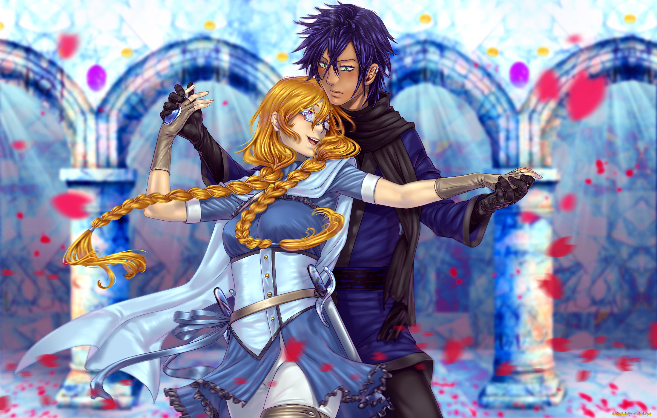 аниме, unknown, , другое, парень, девушка, пара, арт, танец