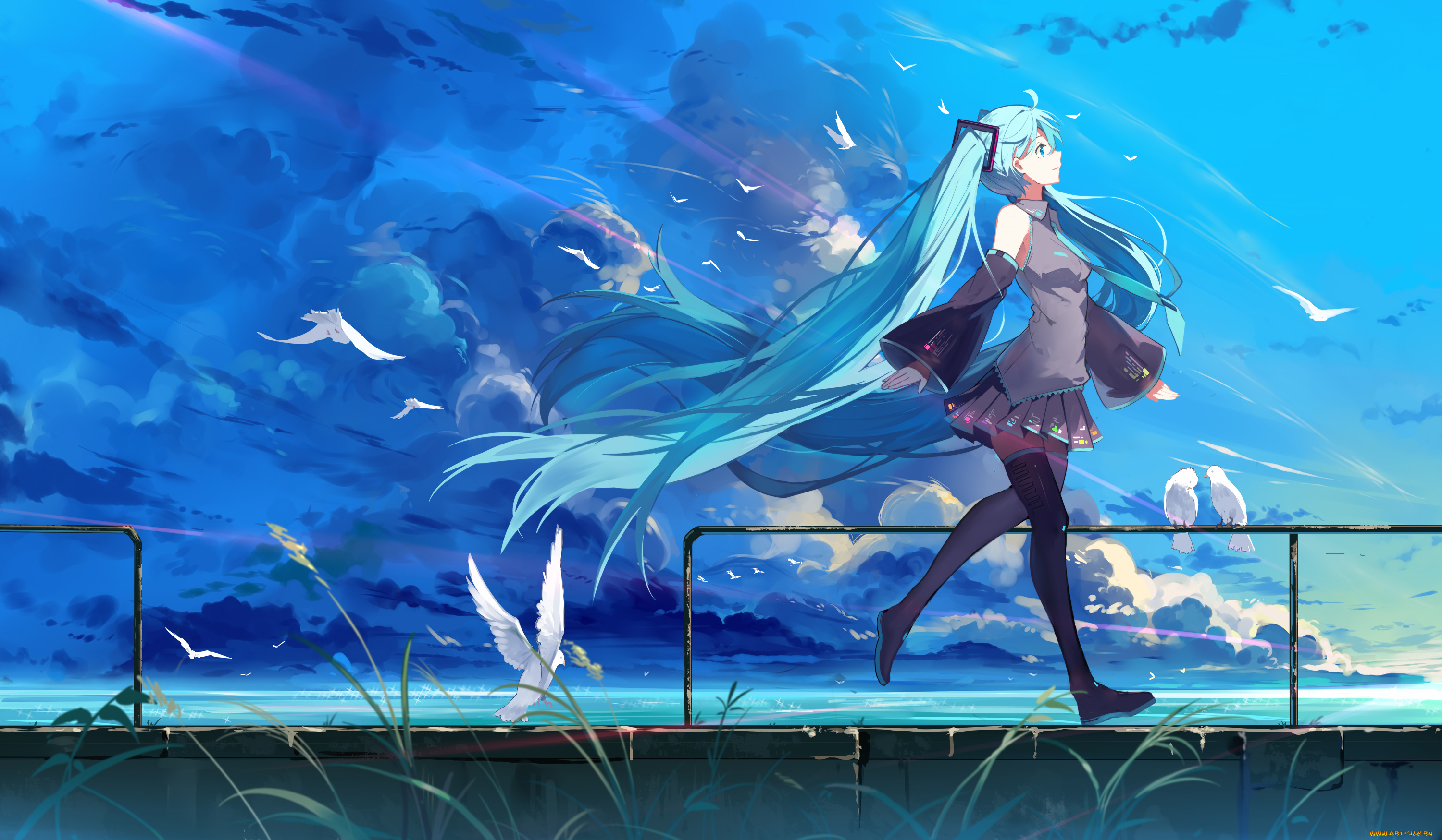 аниме, vocaloid, hatsune, miku, haraguroi, you