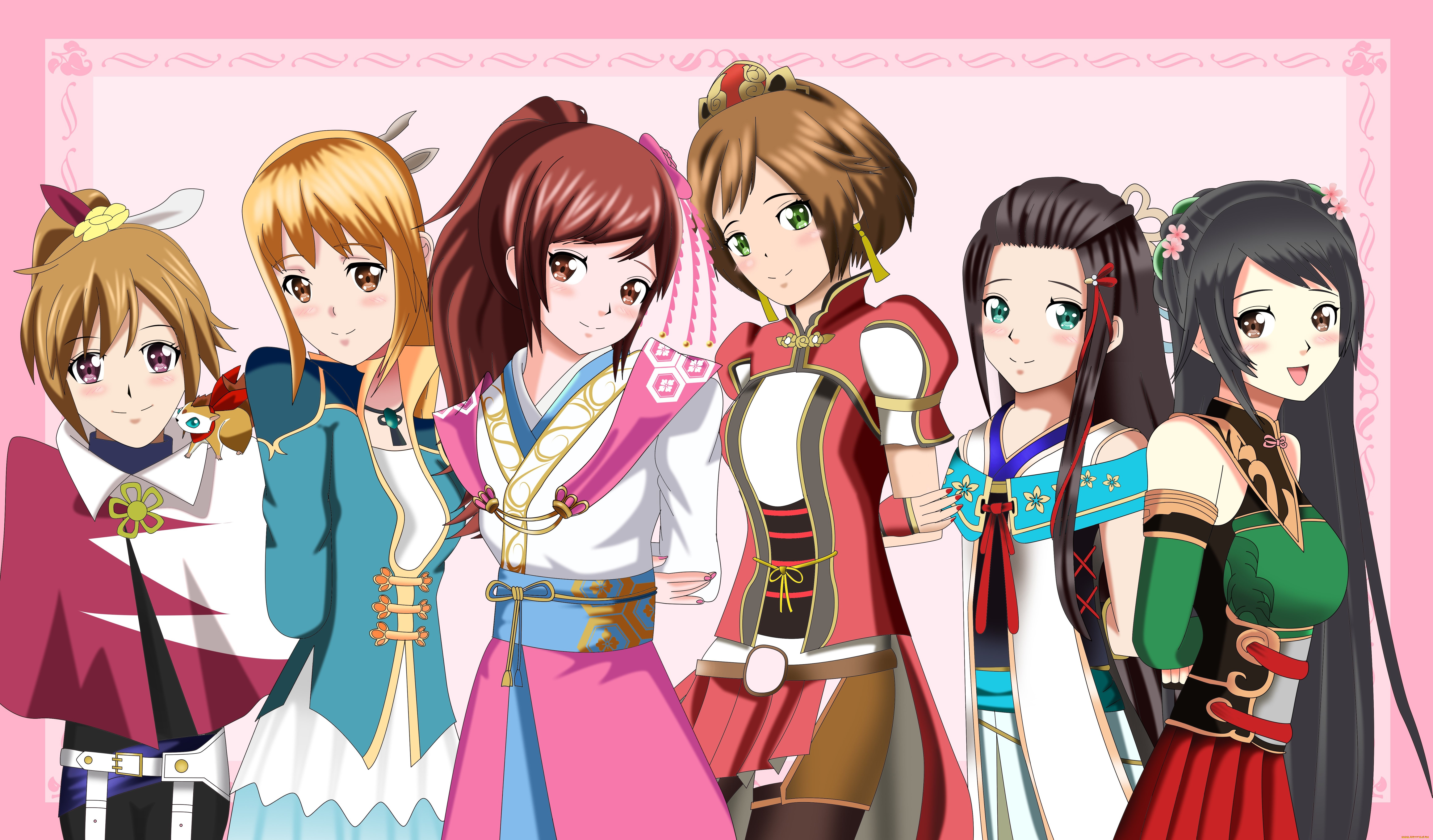 аниме, unknown, , другое, девушки, взгляд, фон