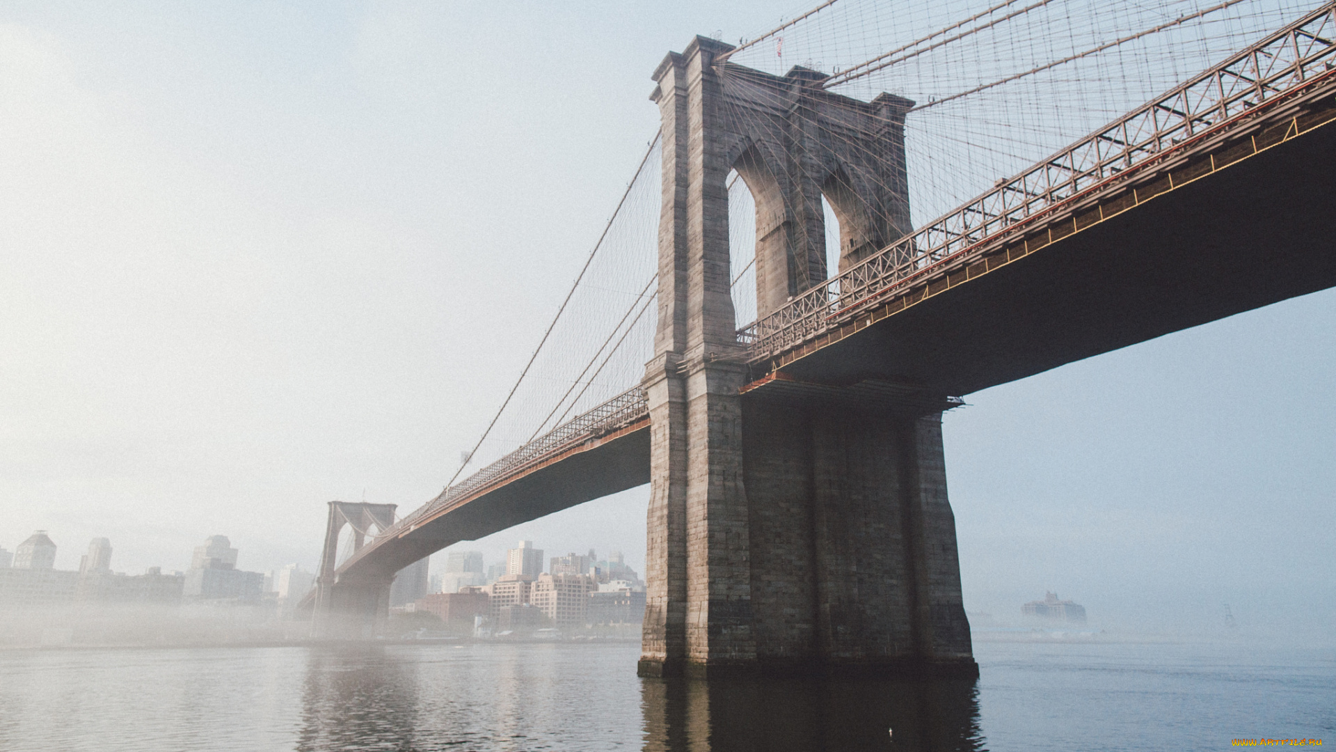 города, -, мосты, brooklyn, bridge, нью-йорк, new, york, бруклинский, мост, река, сша, usa