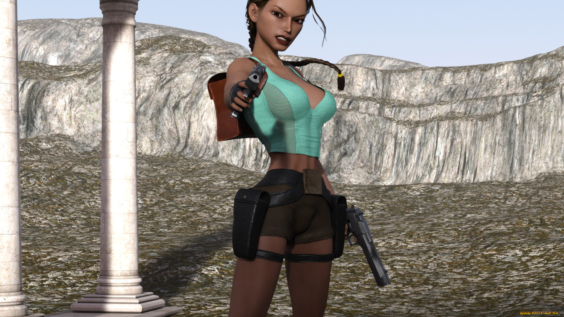 3д, графика, фантазия, , fantasy, девушка, 4ever, tomb, raider, фон, взгляд