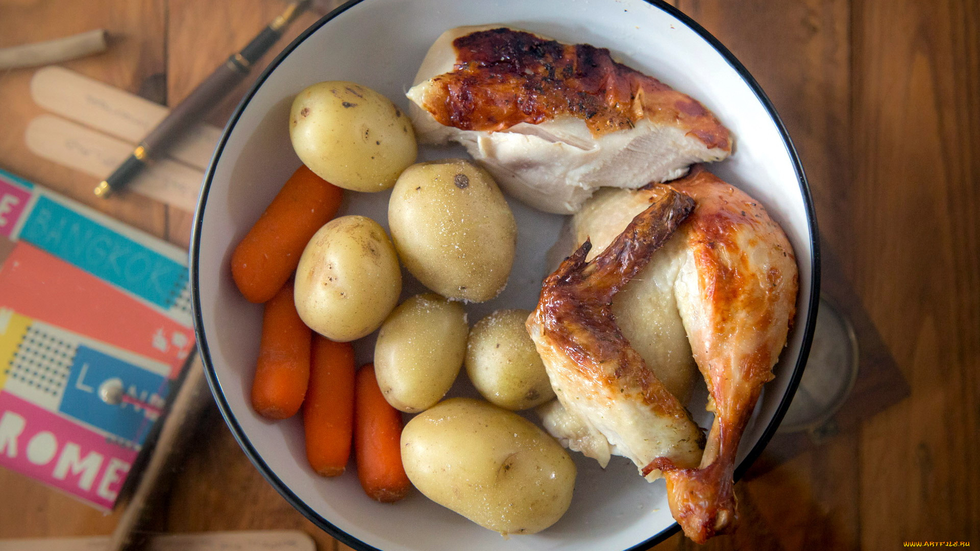 еда, мясные, блюда, морковь, картофель, курица