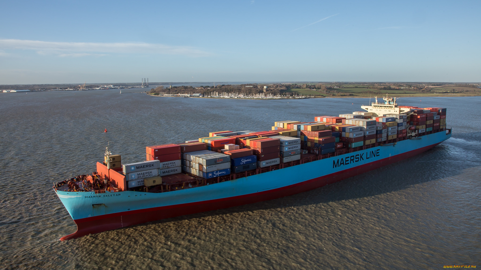 корабли, грузовые, суда, контейнеровоз