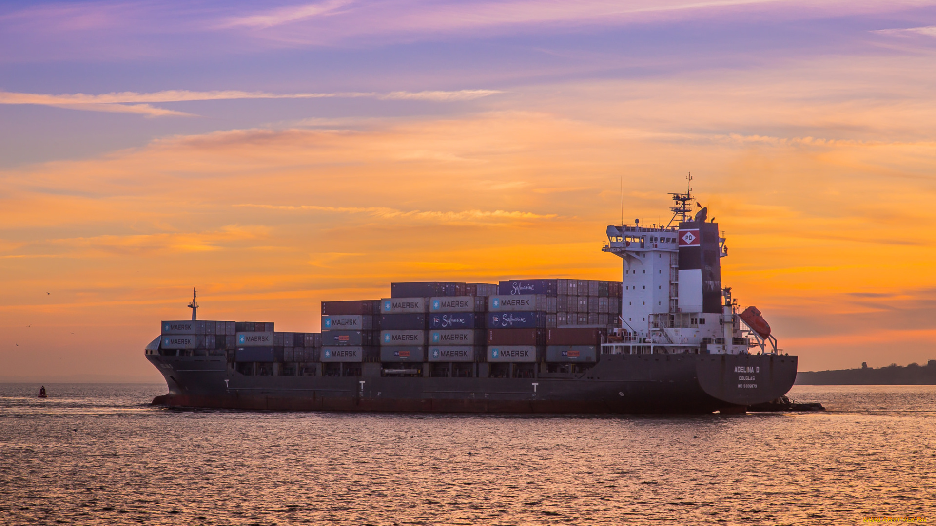 корабли, грузовые, суда, контейнеровоз