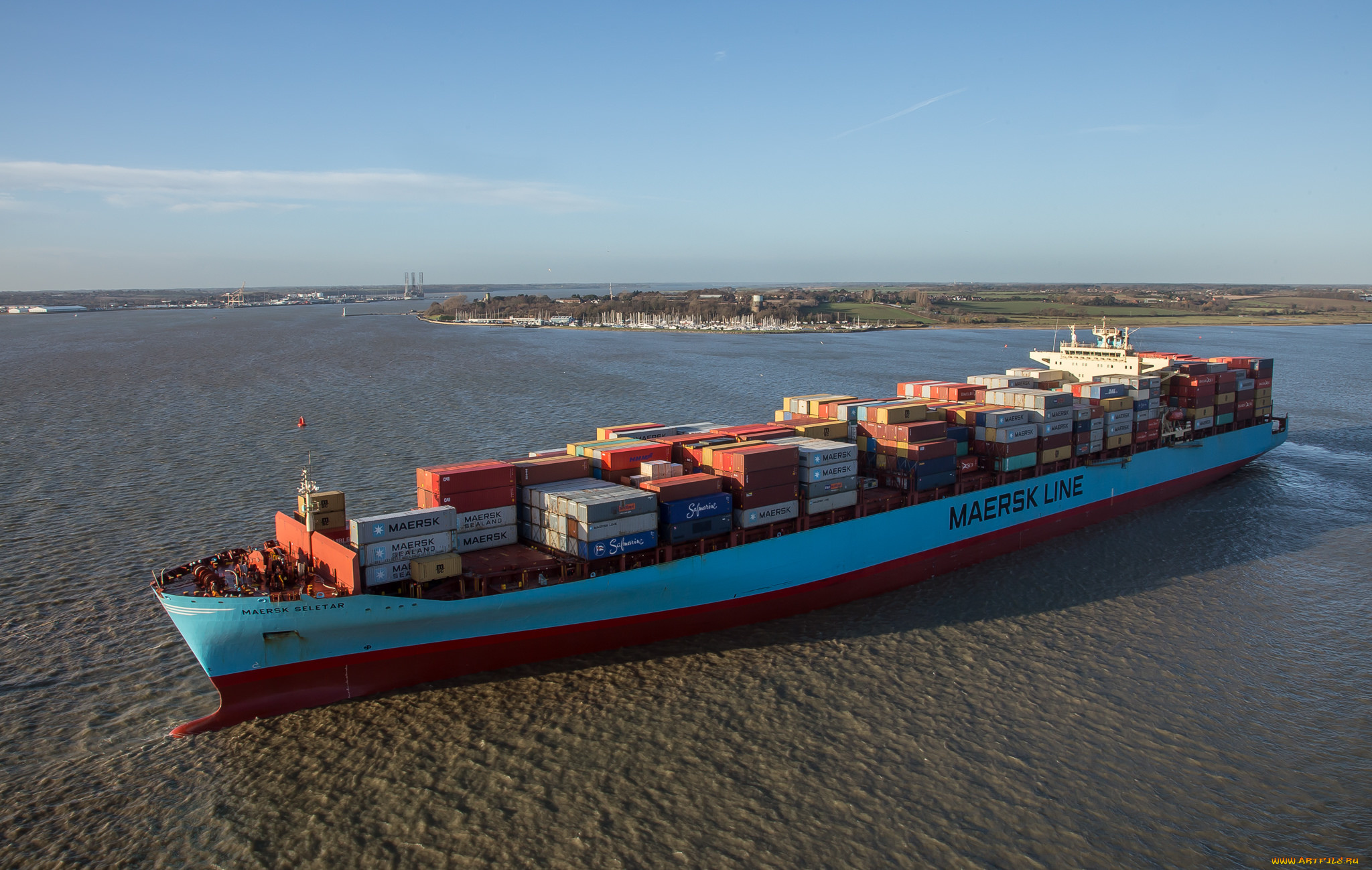 корабли, грузовые, суда, контейнеровоз