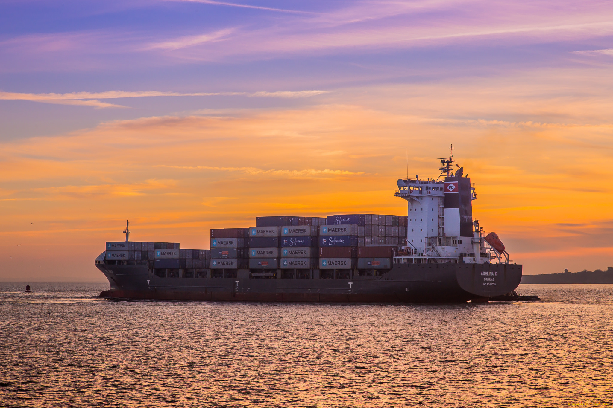 корабли, грузовые, суда, контейнеровоз