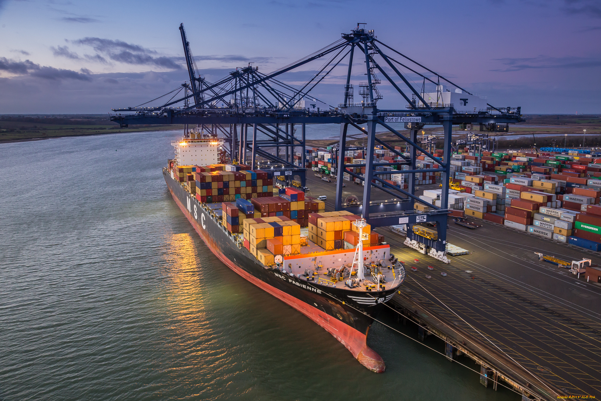 корабли, грузовые, суда, контейнеровоз