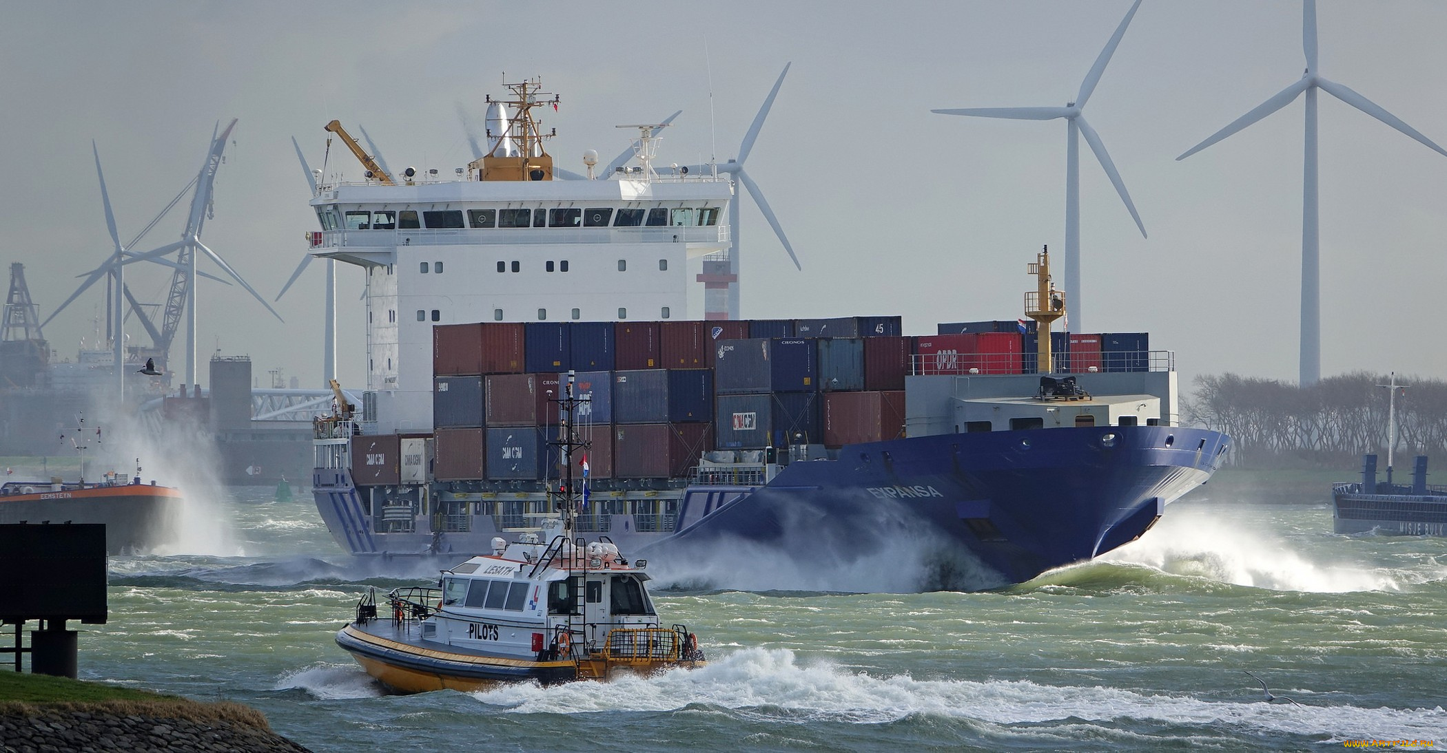 корабли, грузовые, суда, контейнеровоз