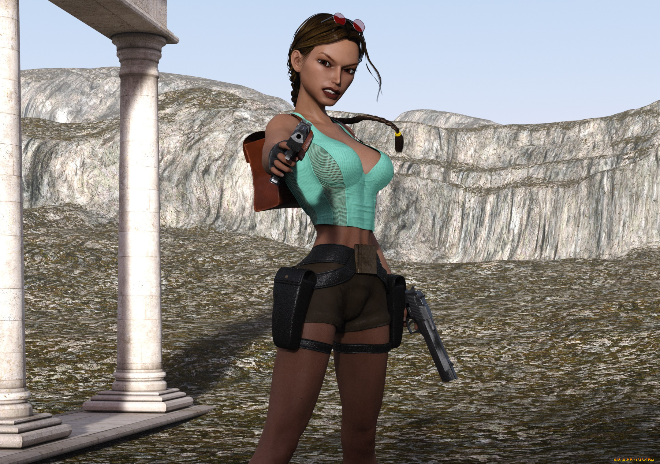 3д, графика, фантазия, , fantasy, девушка, 4ever, tomb, raider, фон, взгляд