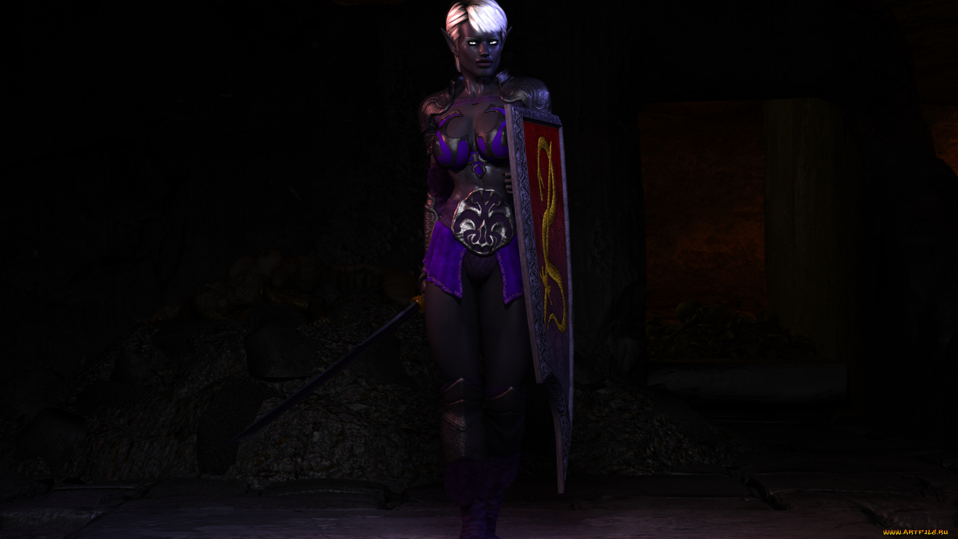 3д, графика, эльфы, , elves, эльфийка, взгляд, фон