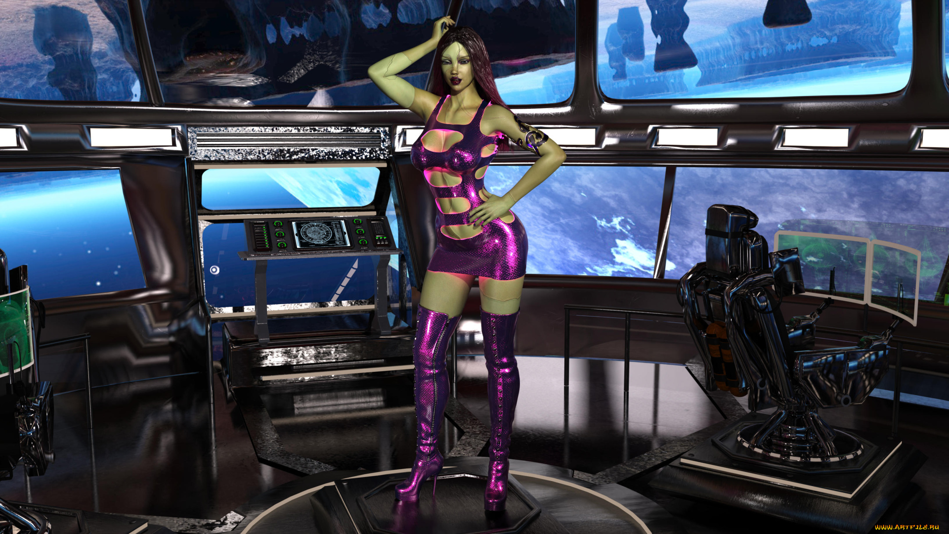 3д, графика, фантазия, , fantasy, девушка, взгляд, фон