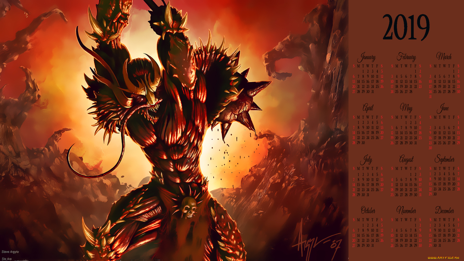 календари, фэнтези, существо, орудие