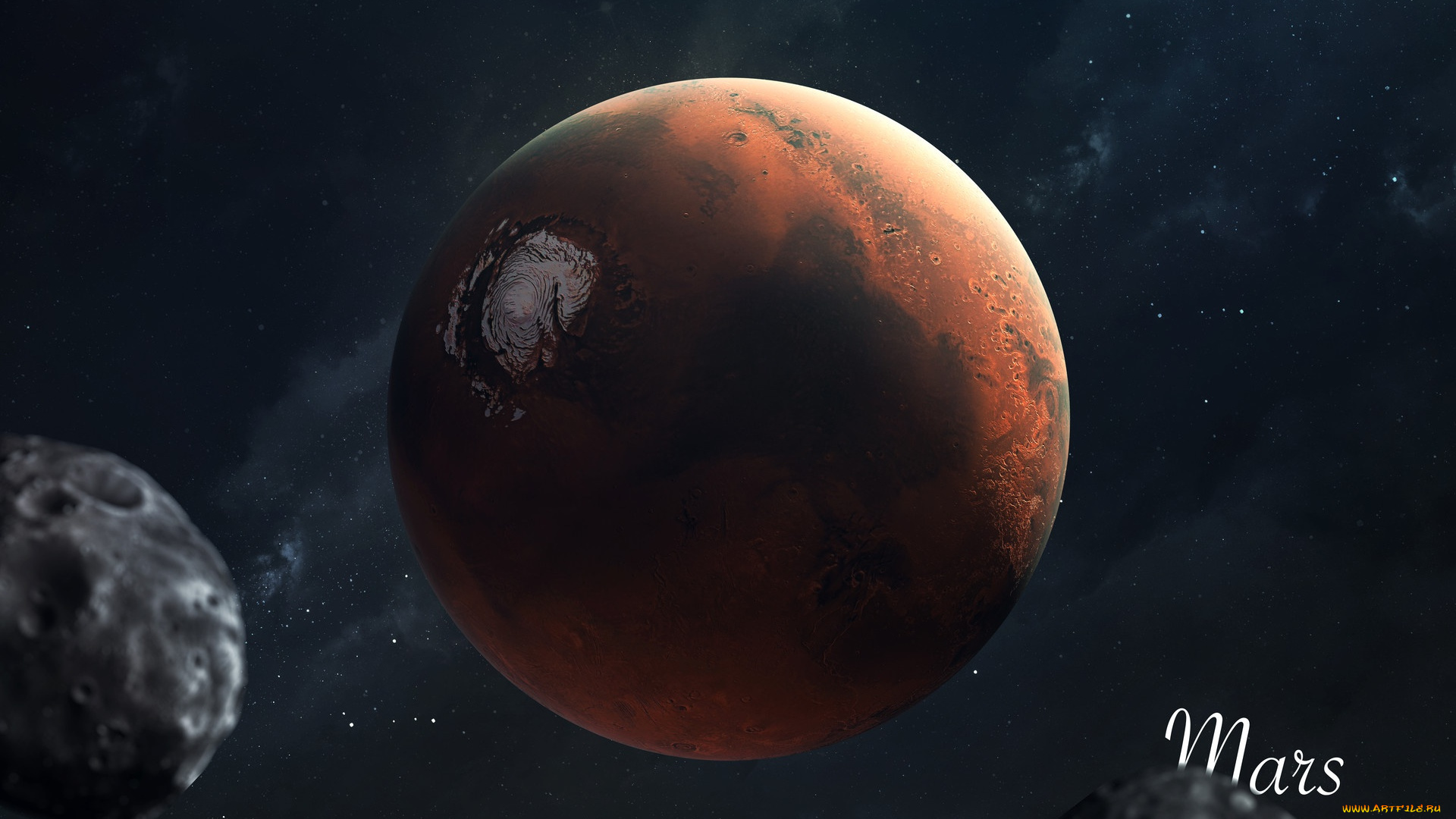 космос, марс, звезды, планета, арт, stars