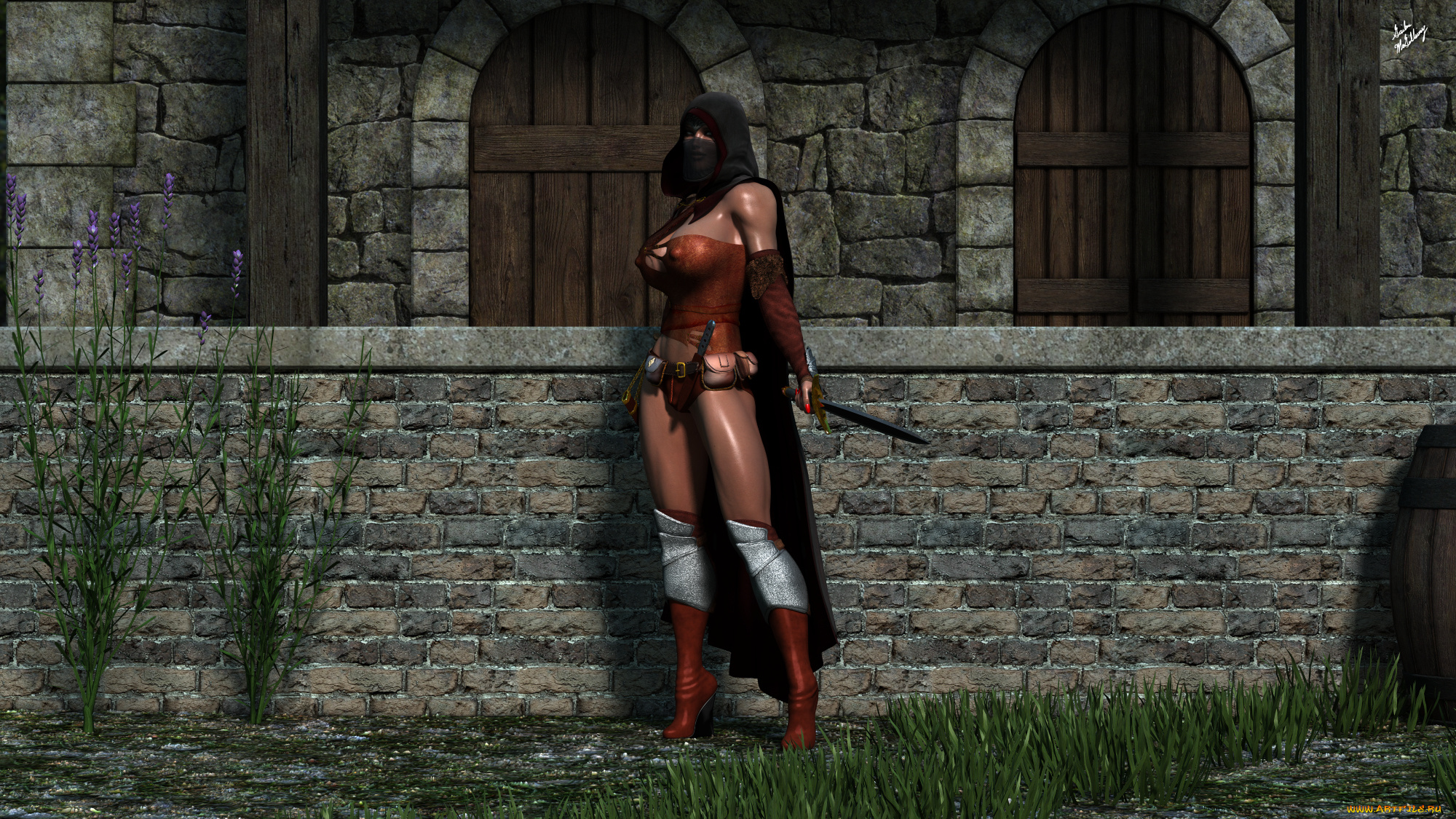 3д, графика, фантазия, , fantasy, девушка, взгляд, фон