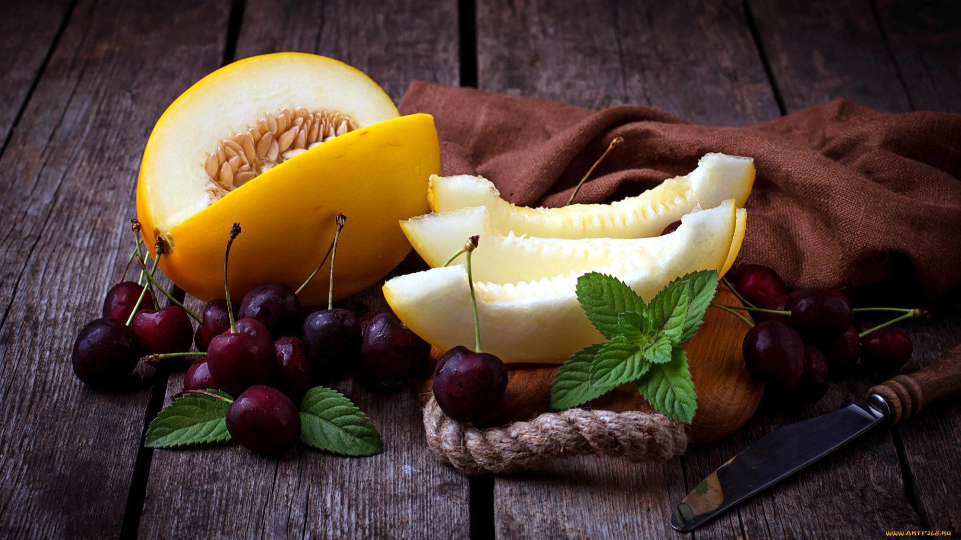 еда, фрукты, , ягоды, дыня, черешня