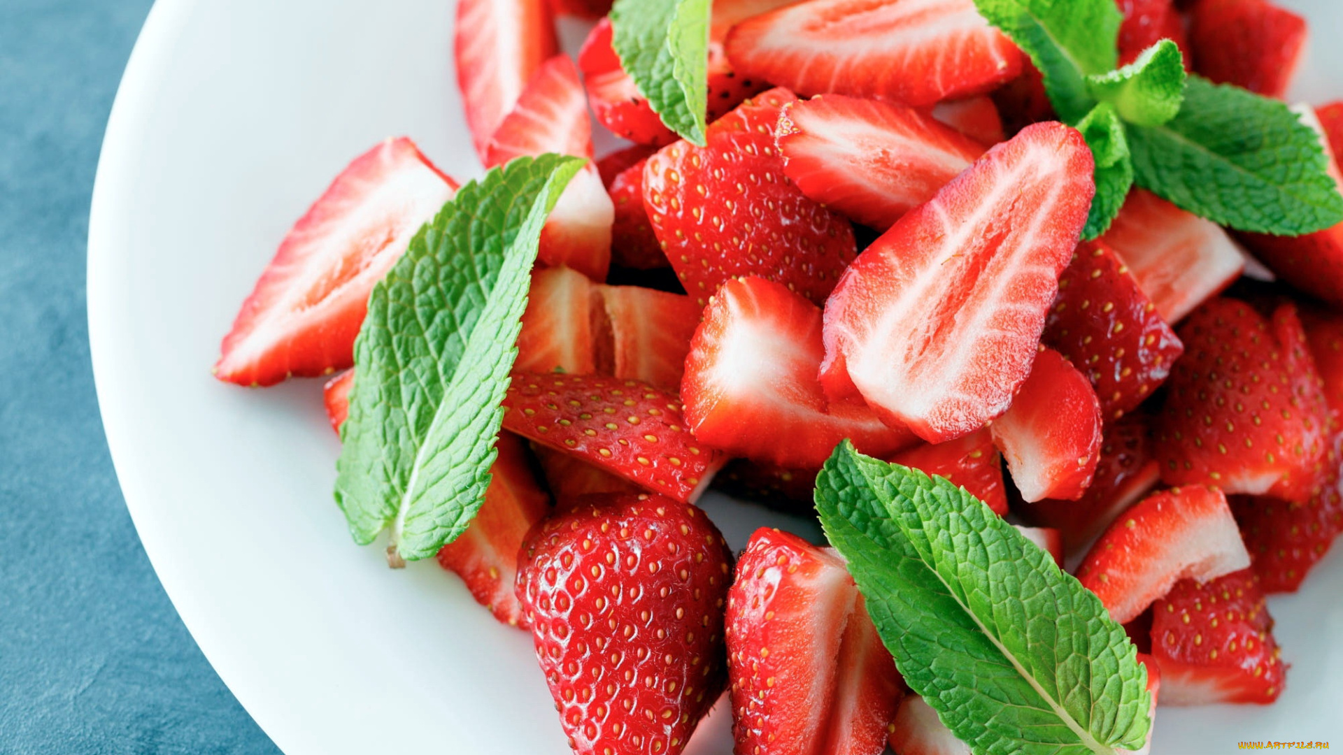 еда, клубника, , земляника, мята