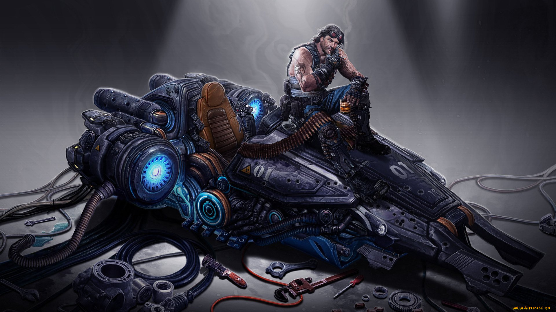 видео, игры, starcraft, jim, raynor, мужик, мотоцикл