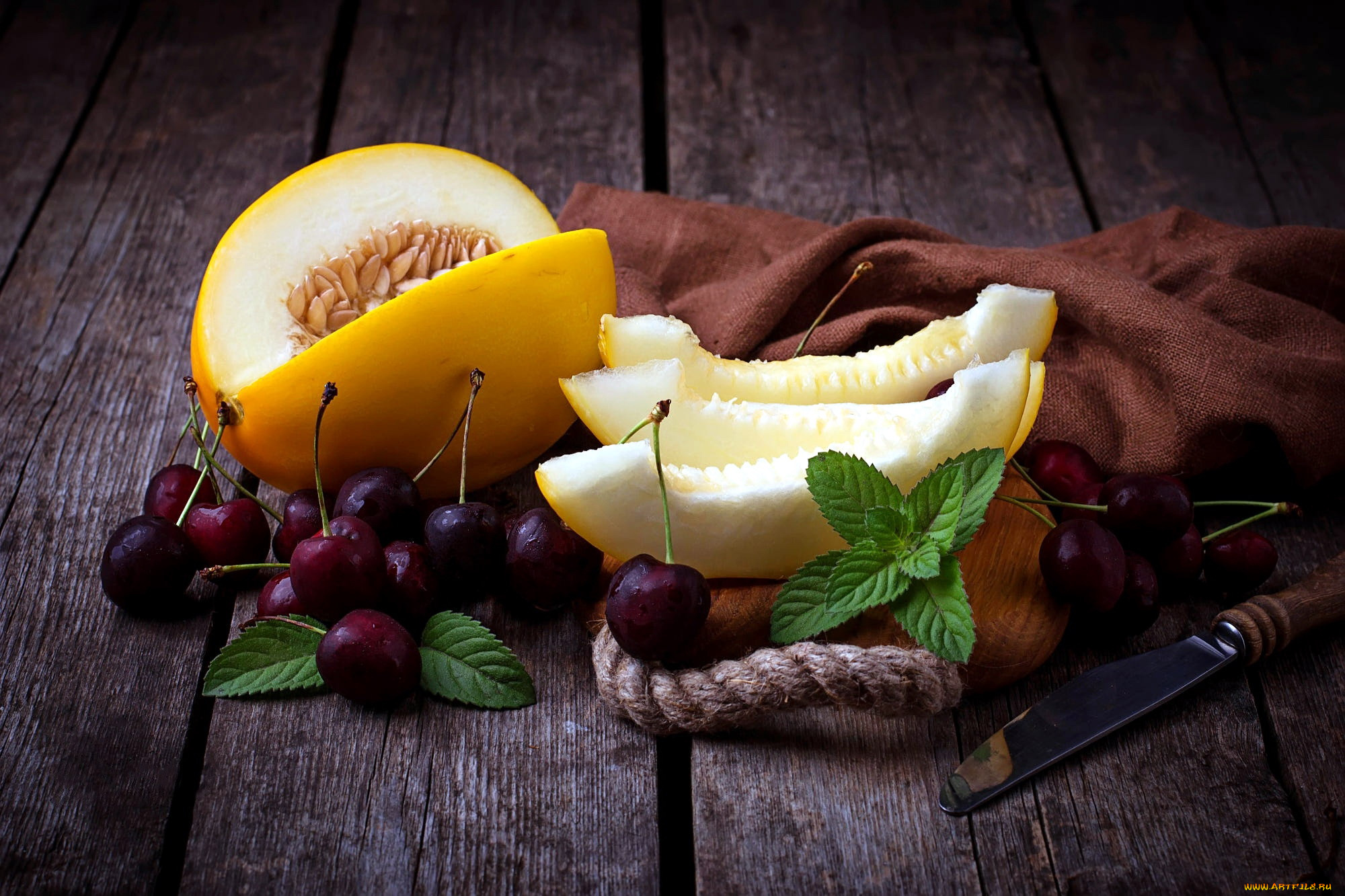 еда, фрукты, , ягоды, дыня, черешня