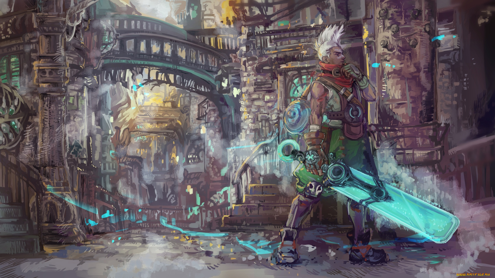 видео, игры, league, of, legends, парень, оружие, город