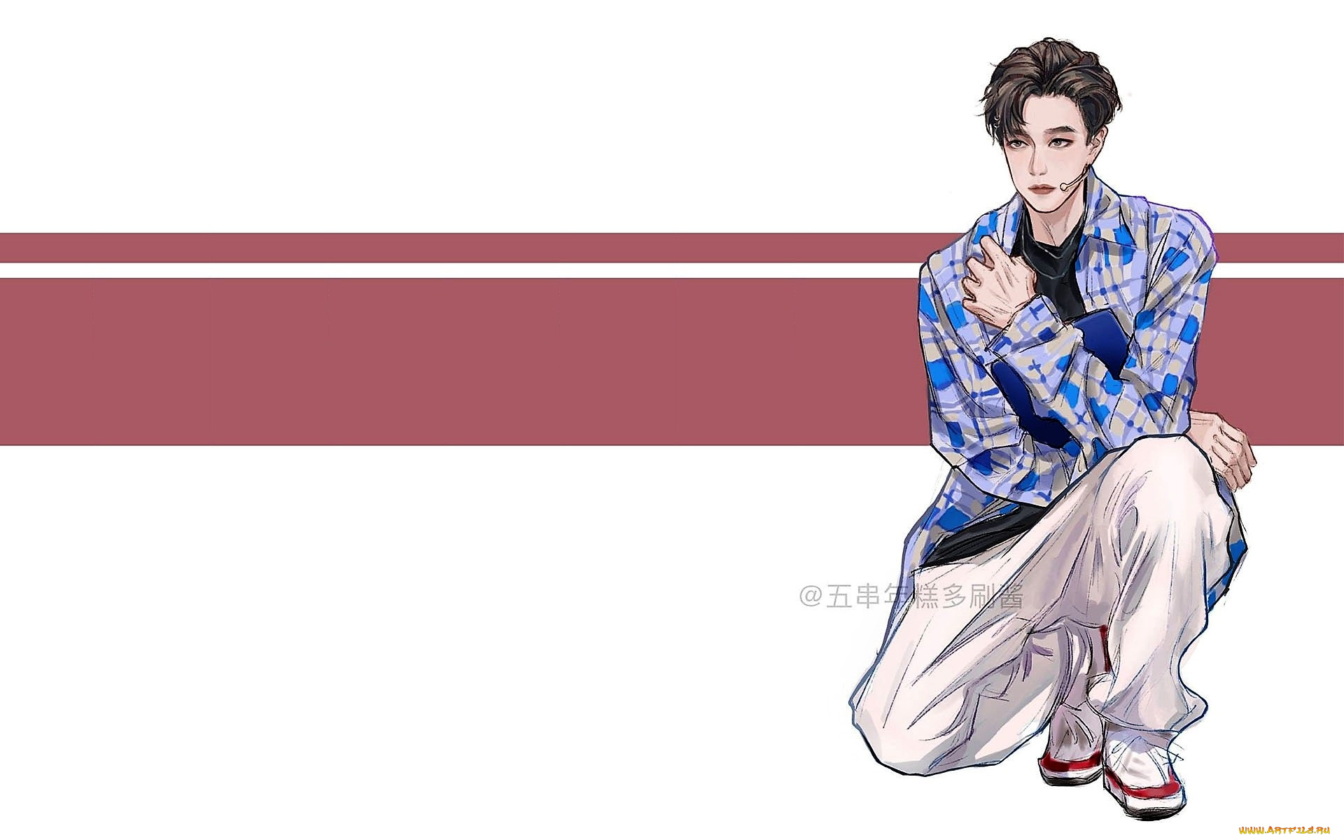 рисованное, люди, ван, ибо, рубашка, штаны