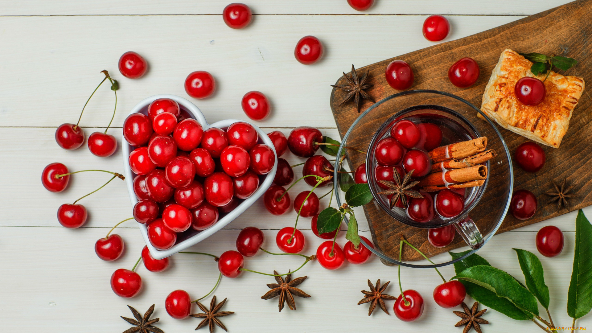 еда, вишня, , черешня, вишни, корица, анис
