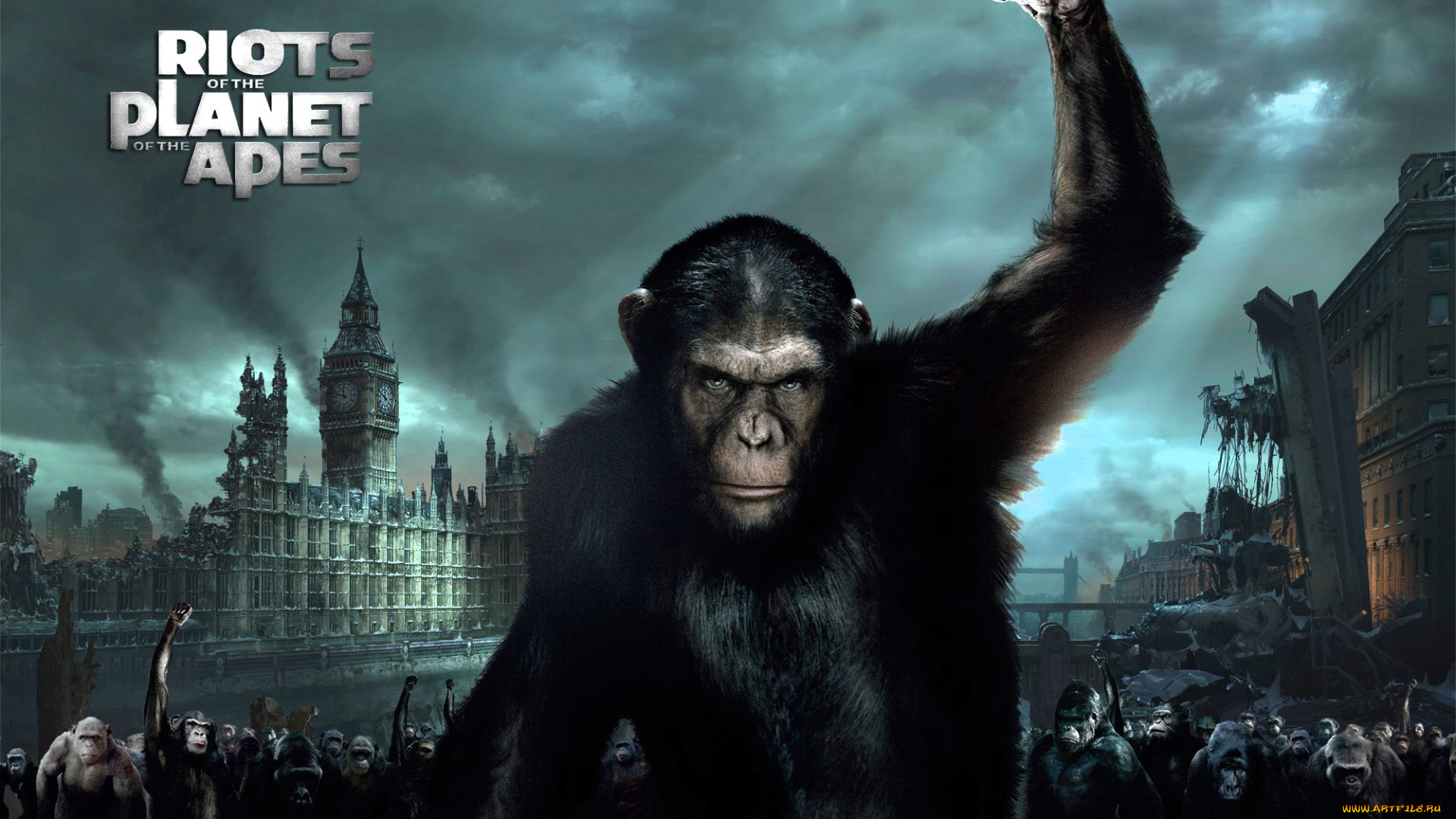 кино, фильмы, planet, of, the, apes, обезьяны, город, лондон, развалины