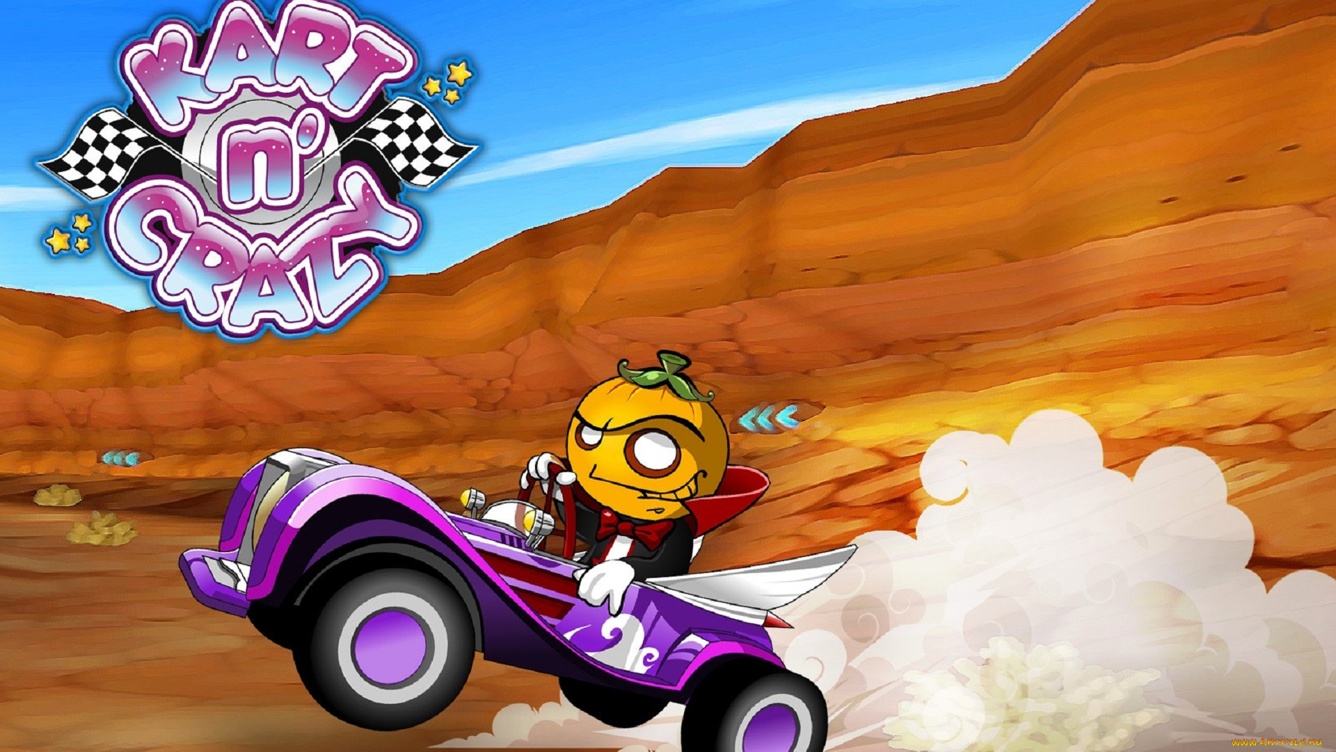 видео, игры, kart, n`, crazy, машина, тыква, скалы, пыль