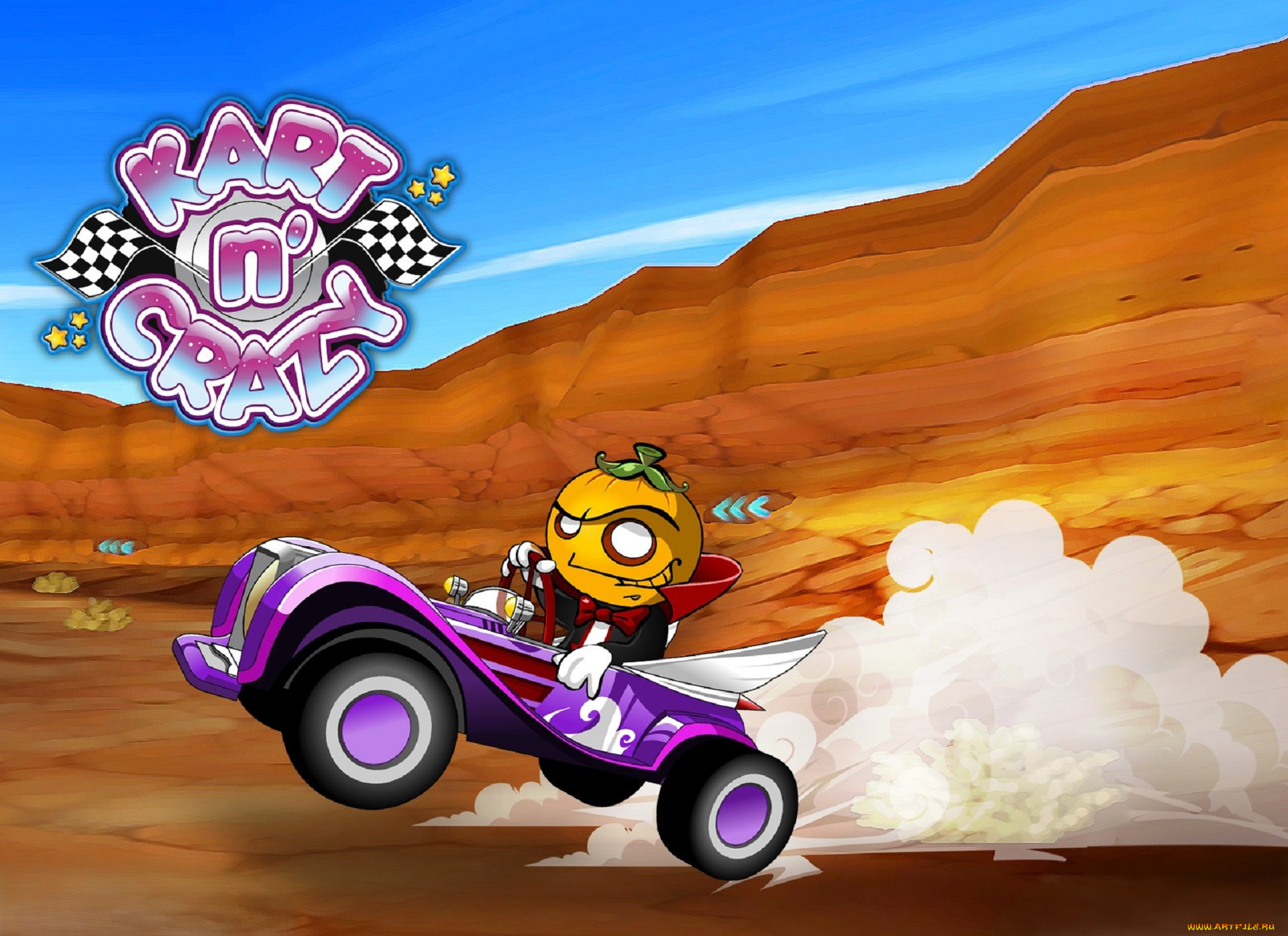 видео, игры, kart, n`, crazy, машина, тыква, скалы, пыль