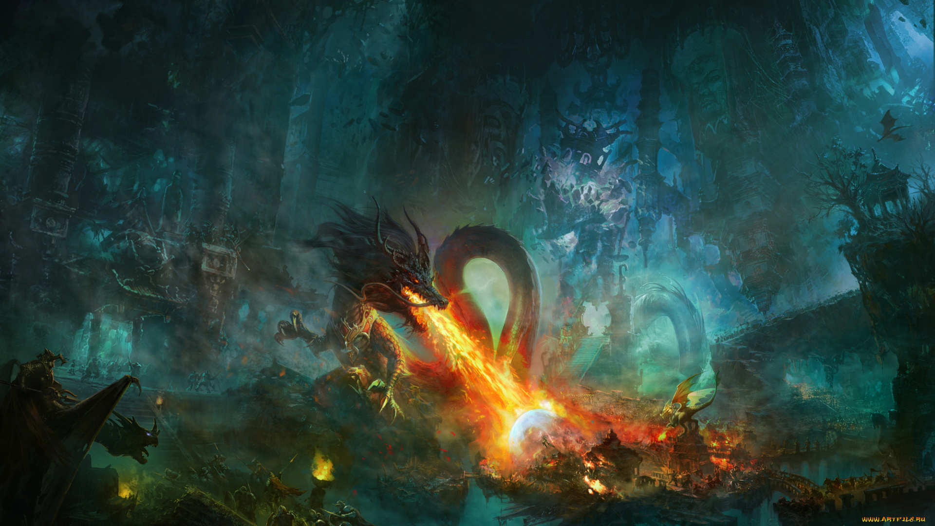 фэнтези, драконы, люди, огнедышащий, дракон