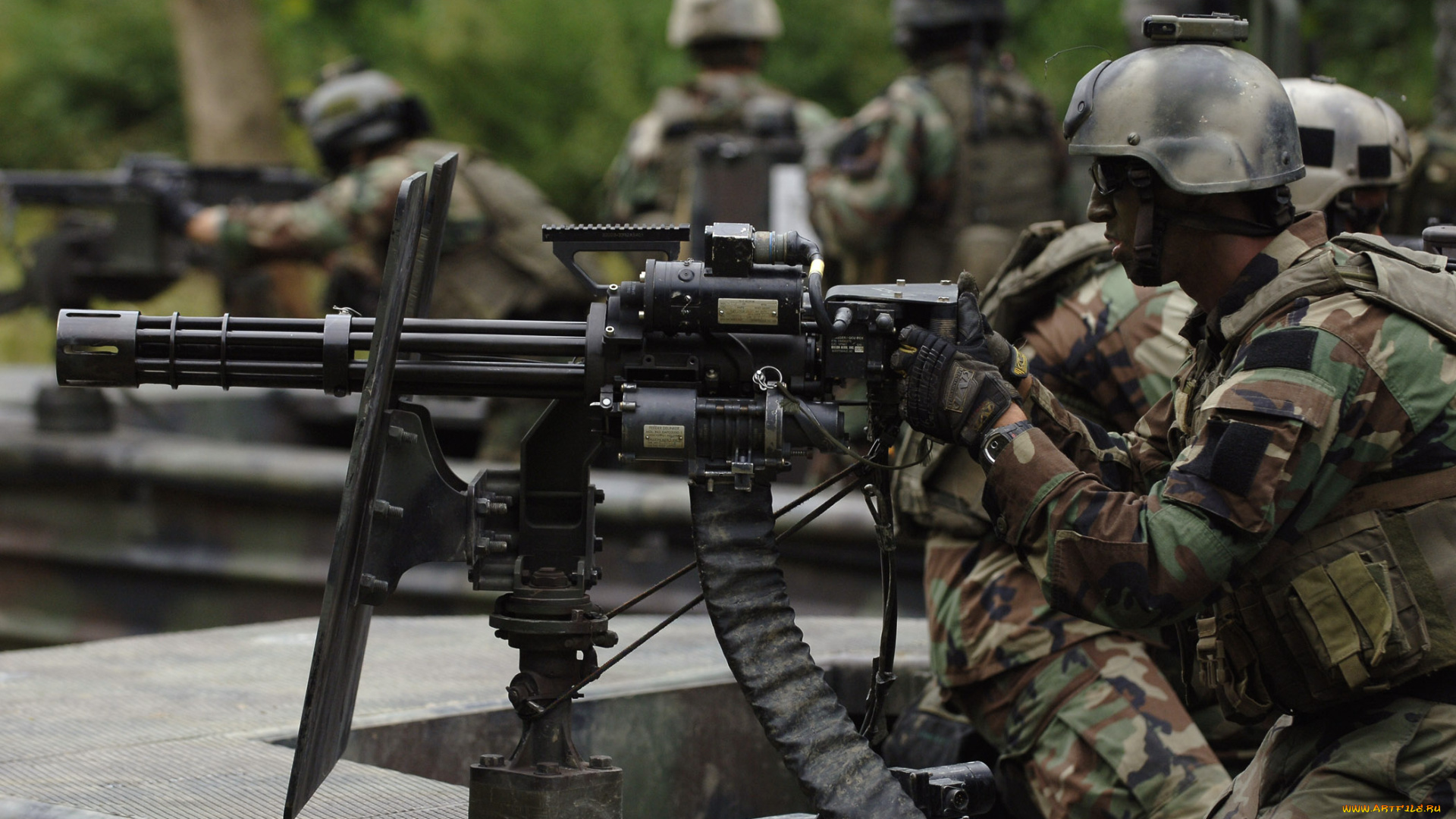 оружие, армия, спецназ, камуфляж, солдаты, пулемёт