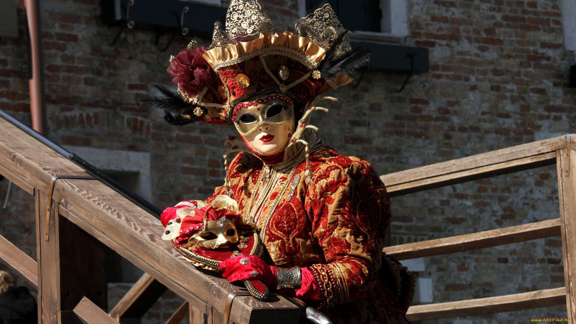 разное, маски, карнавальные, костюмы, зеркало, карнавал, мост, венеция