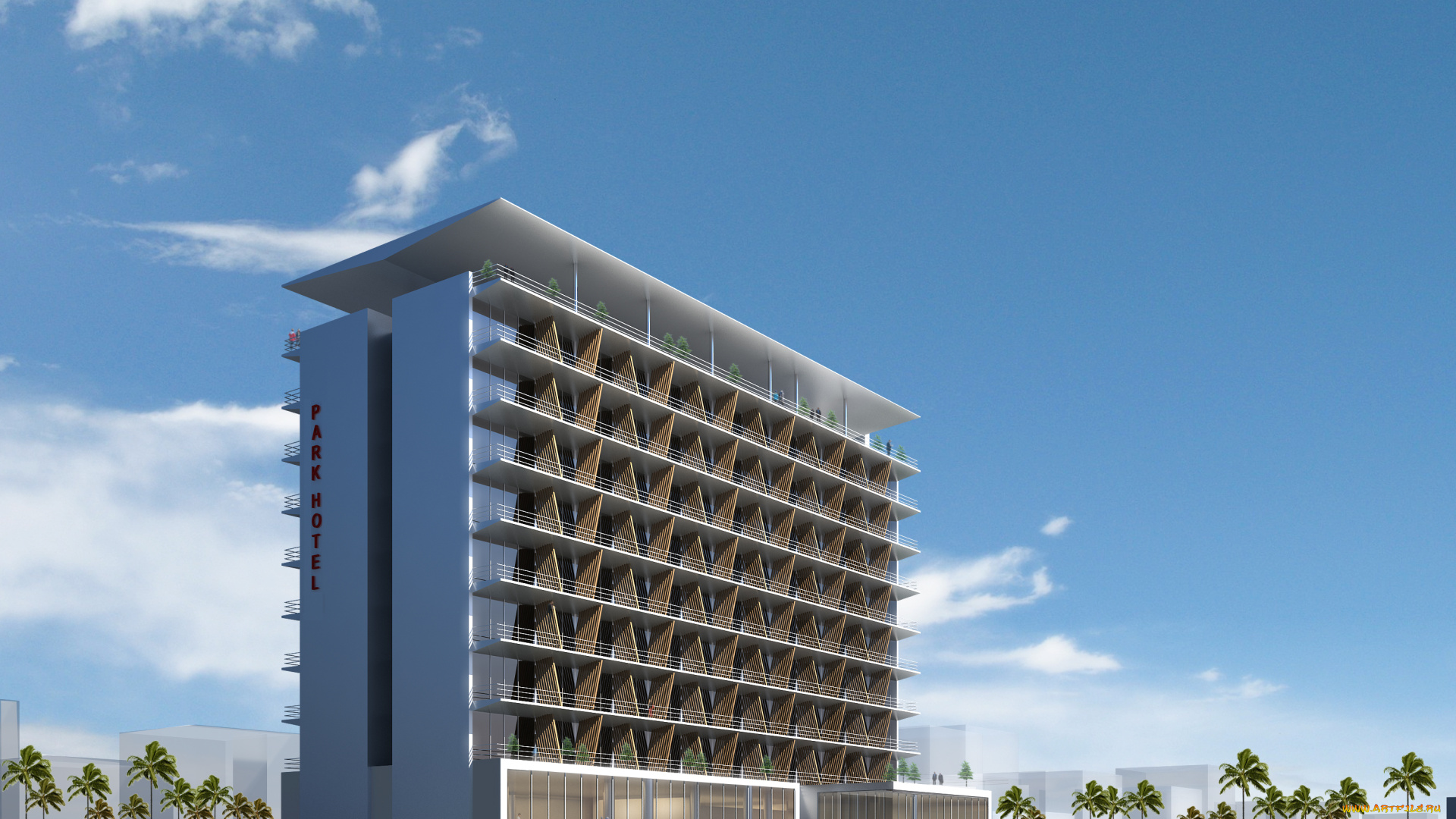 3д, графика, architecture, , архитектура, дом, окна, облака