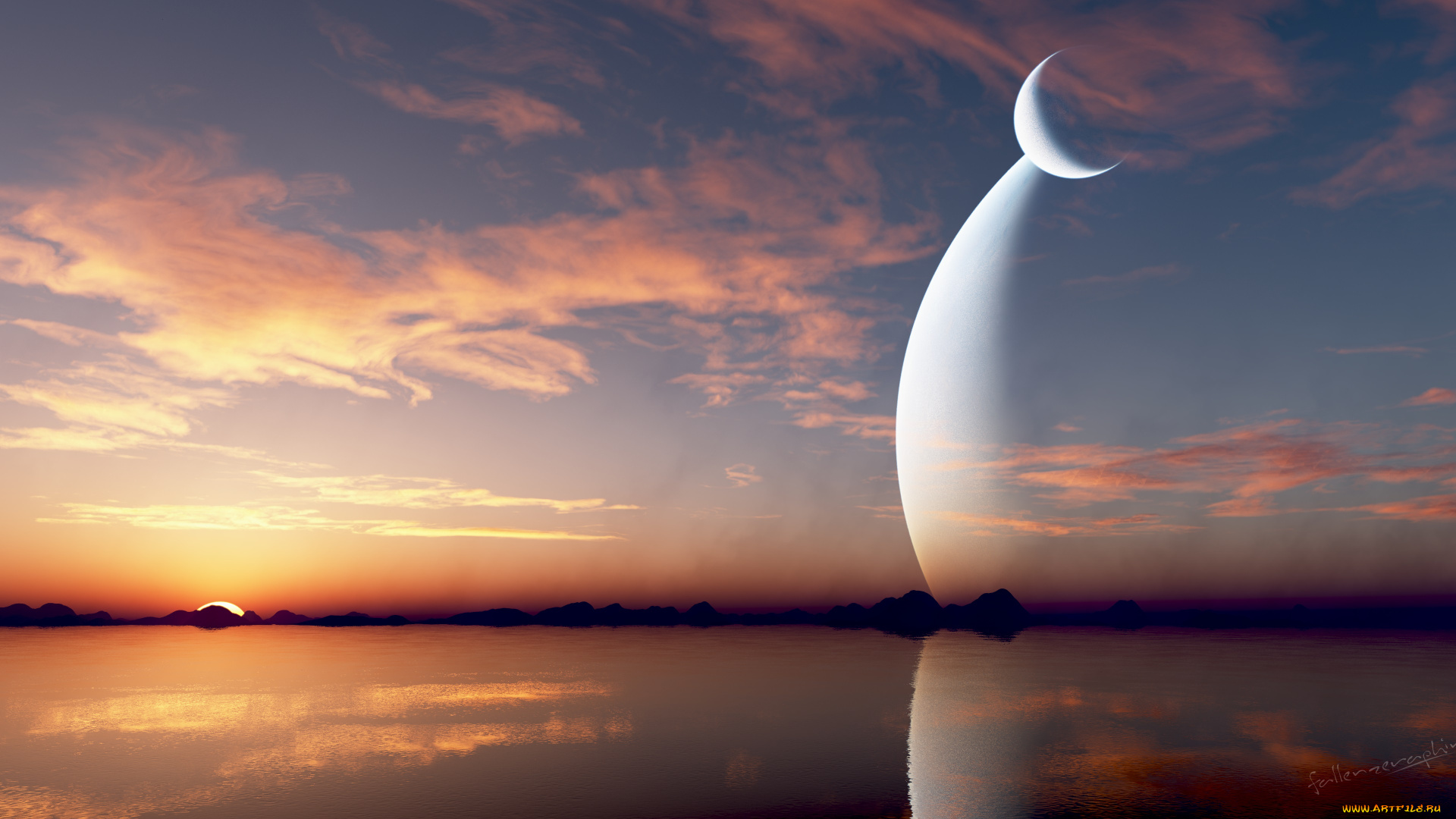 3д, графика, atmosphere, , mood, , атмосфера, настроения, планеты, небо, облака, море