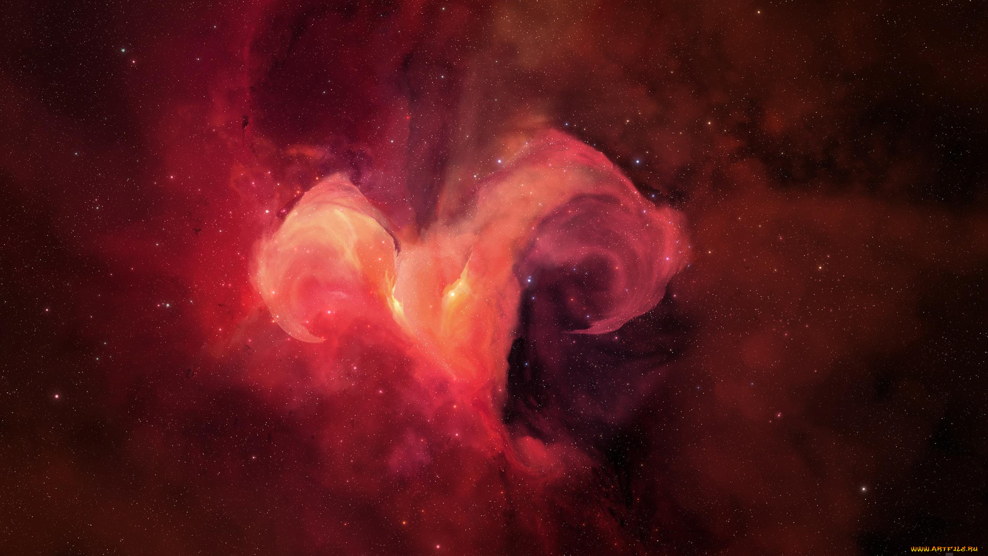 космос, галактики, туманности, звёзды, туманность, красный
