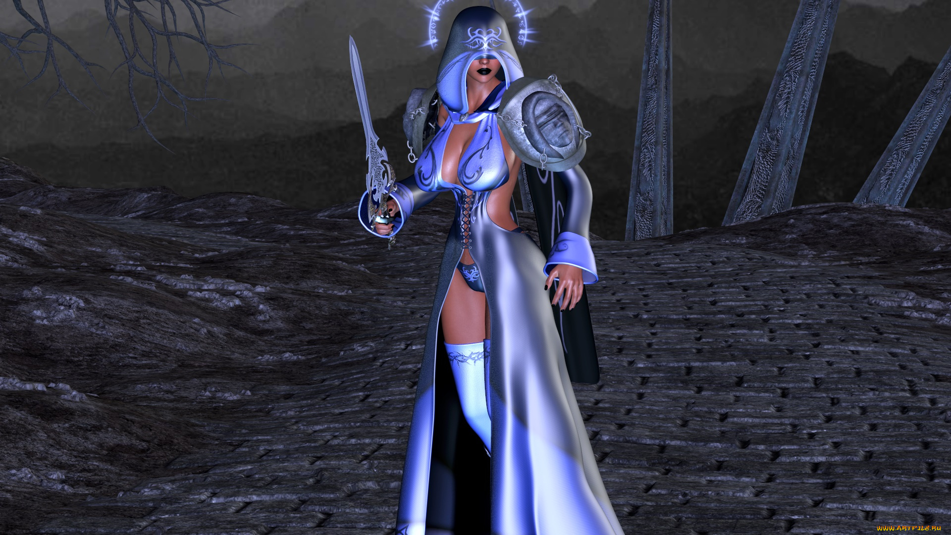 3д, графика, амазонки, , amazon, оружие, фон, взгляд, девушка