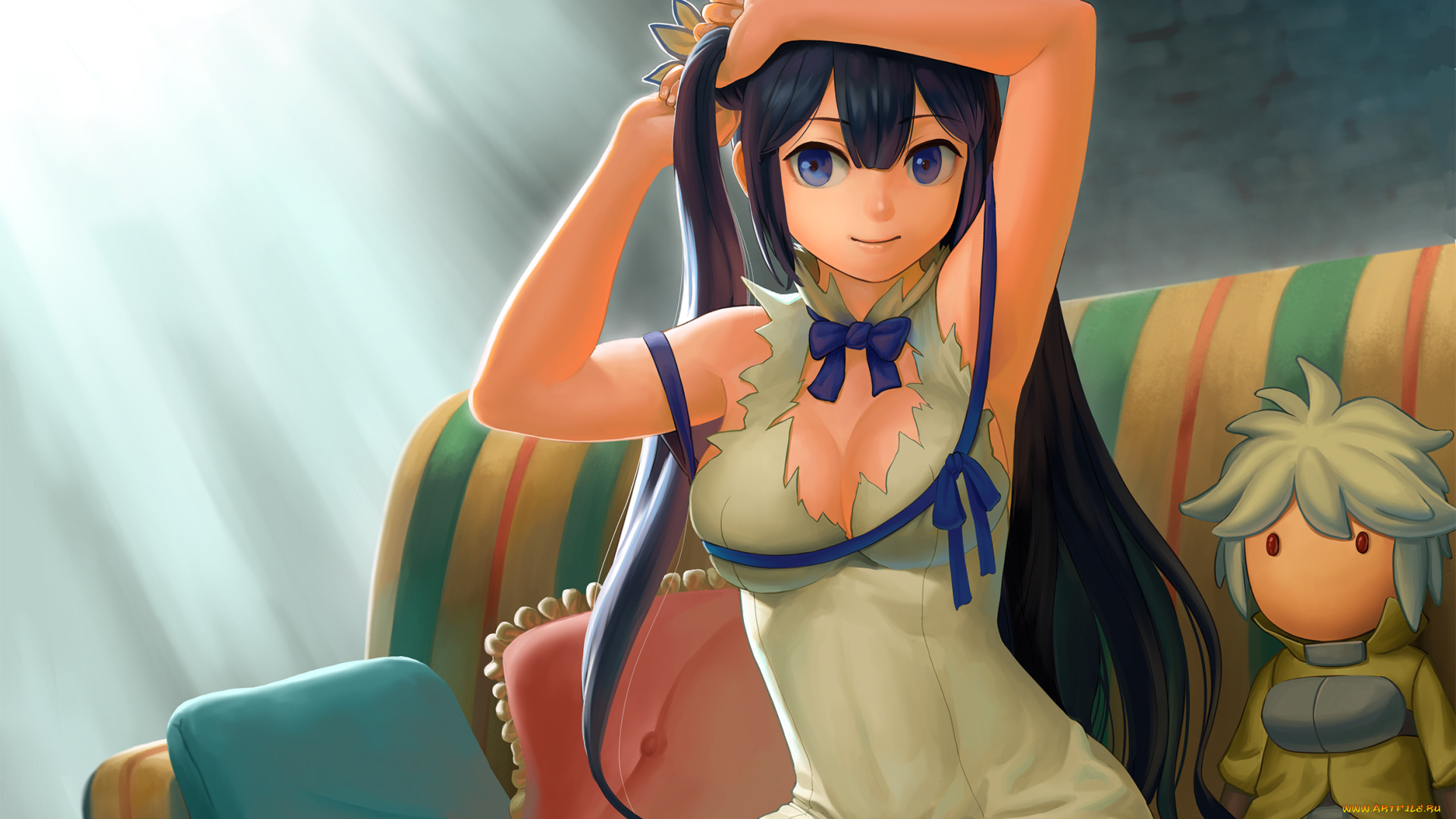 аниме, danmachi, брюнетка, девушка, арт, lasterk, hestia