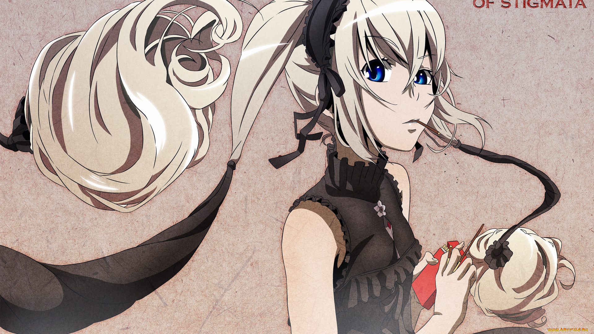 аниме, seikon, no, qwaser, ekaterina, kurae, tappa, esperanza, девушка, чепец, платье, сладости, палочки