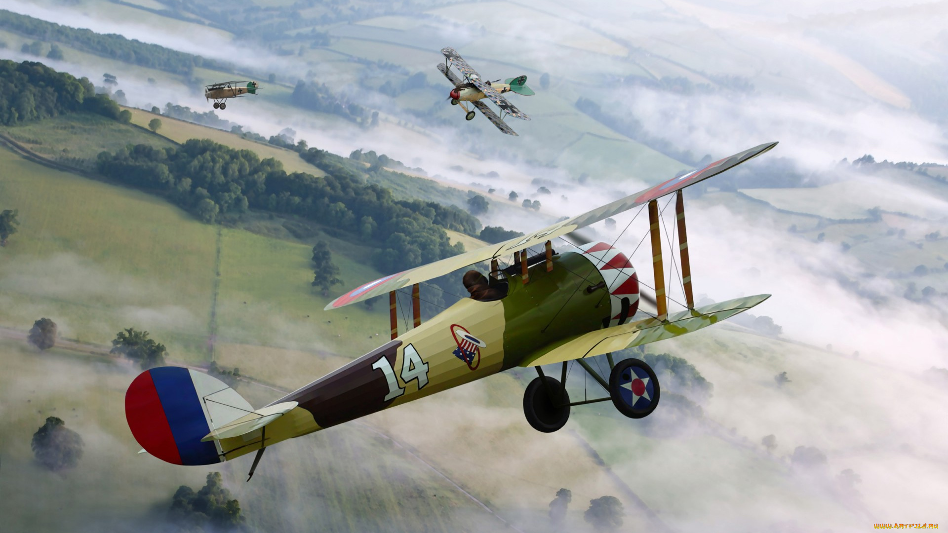 авиация, 3д, рисованые, v-graphic, арт, небо, воздушный, бой, самолёты, истребители